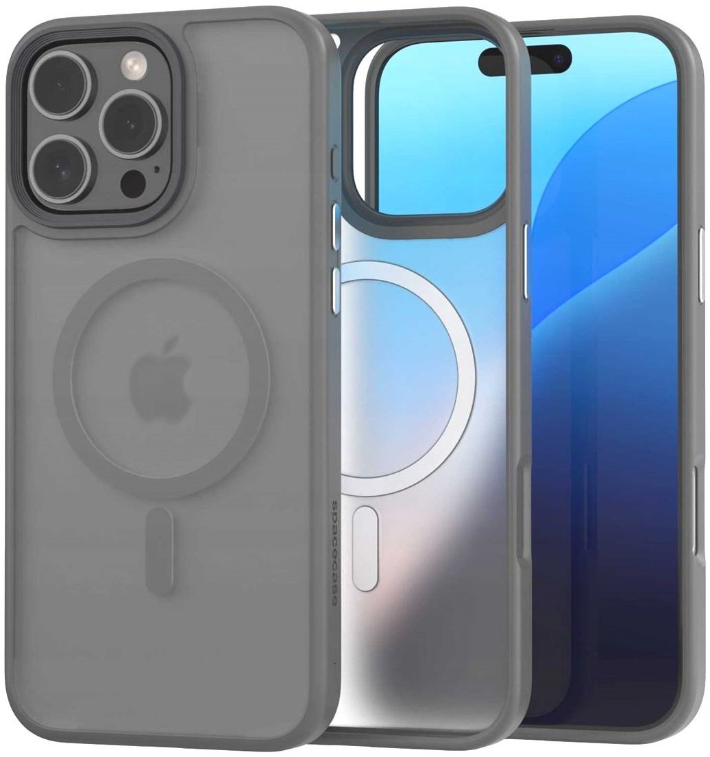Θήκη iPhone 16 Pro Max Spacecase Hybrid MagSafe Σκληρή Ημιδιάφανη με MagSafe Grey