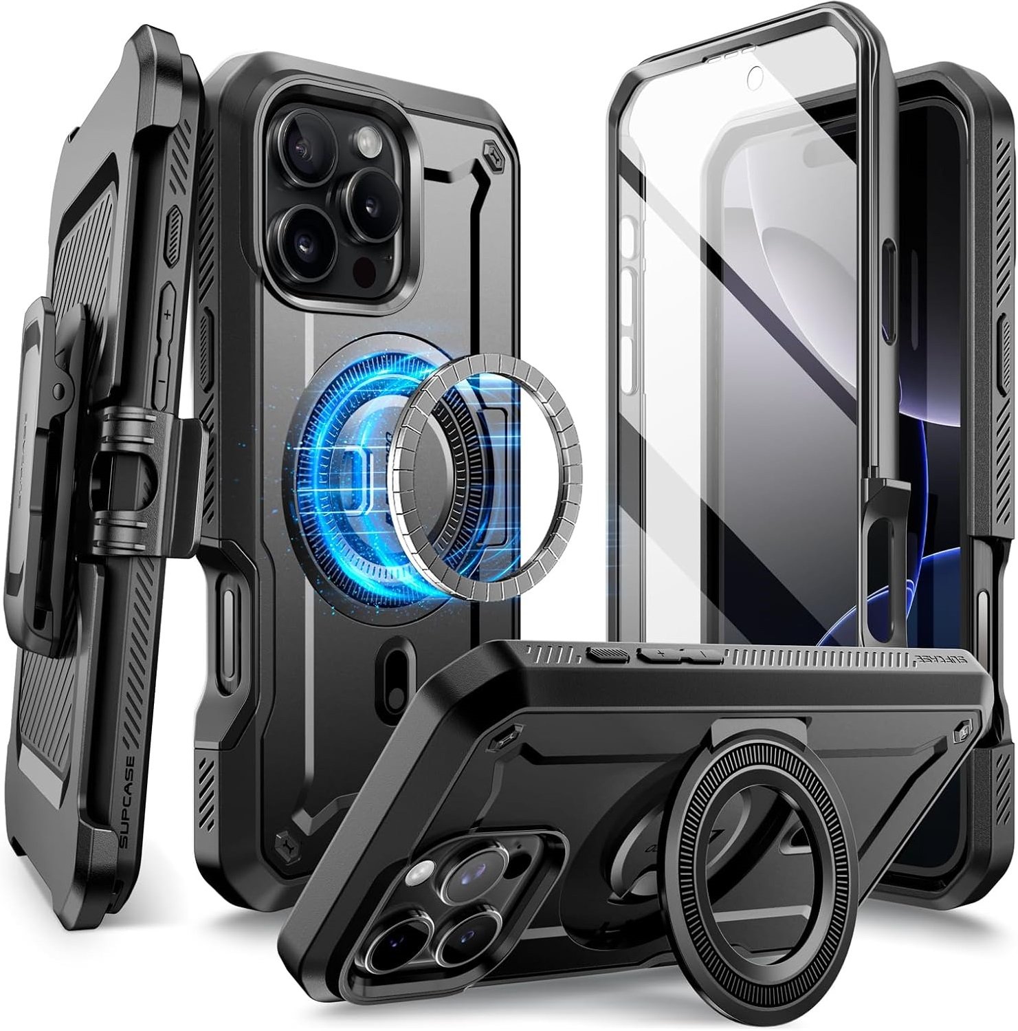 Θήκη iPhone 16 Pro Max Supcase Unicorn Beetle Pro Mag Ανθεκτική Full Body 360° με MagSafe Black