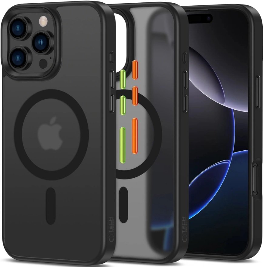 Θήκη iPhone 16 Pro Max Tech-Protect MagMat XT 3-Set Ημιδιάφανη με MagSafe & 3 Εναλλάξιμα Καλύμματα Κουμπιών Matte Black