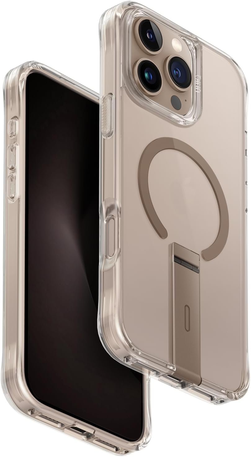 Θήκη iPhone 16 Pro Max Uniq Eleva Ανθεκτική Διάφανη με KickStand & MagSafe Taupe Gold