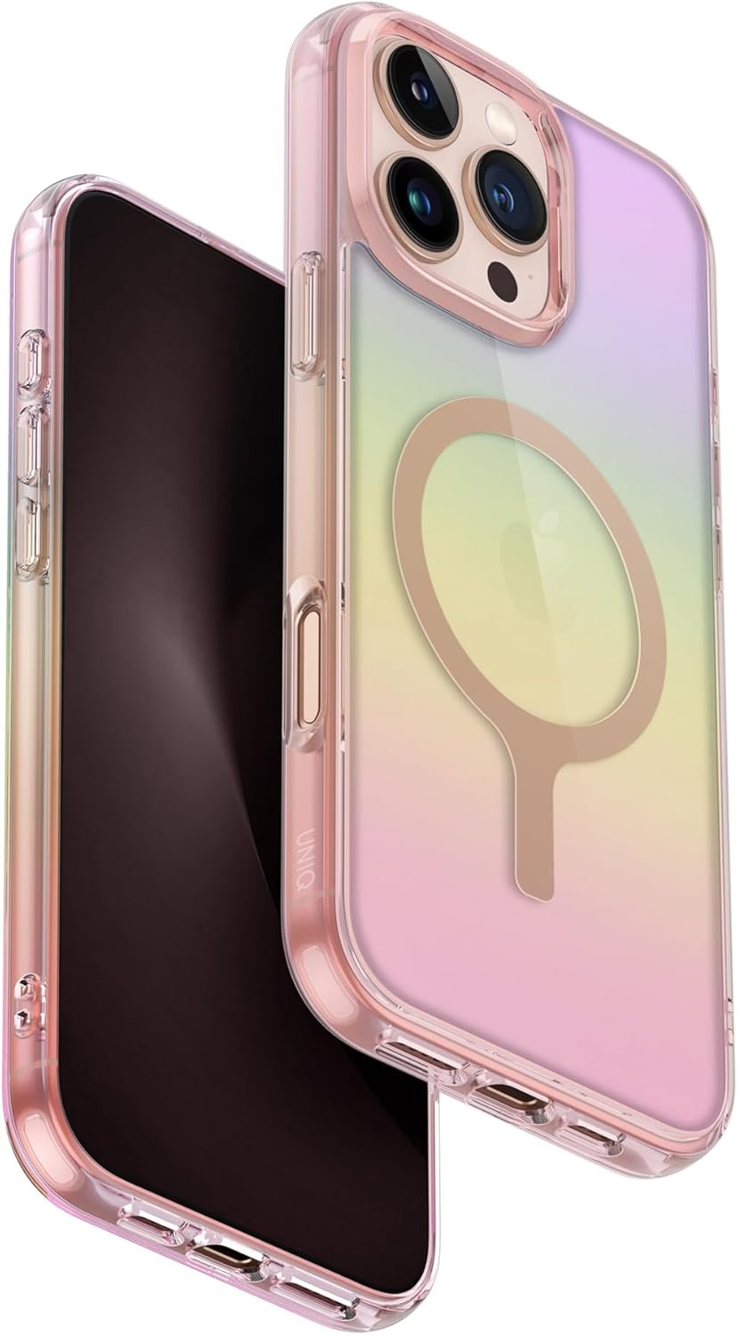 Θήκη iPhone 16 Pro Max Uniq Iridescia Ανθεκτική & Ιριδίζουσα με MagSafe Pink Prism