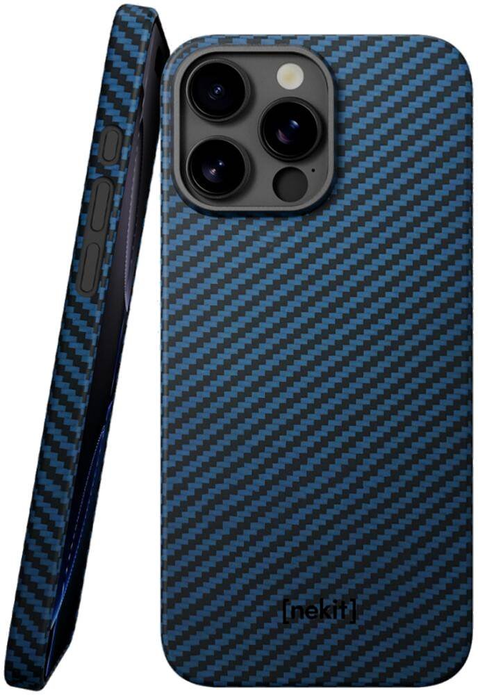 Θήκη iPhone 16 Pro Nekit Fiber Σκληρή με MagSafe Aramid Fiber 1mm 1500D Kevlar Blue