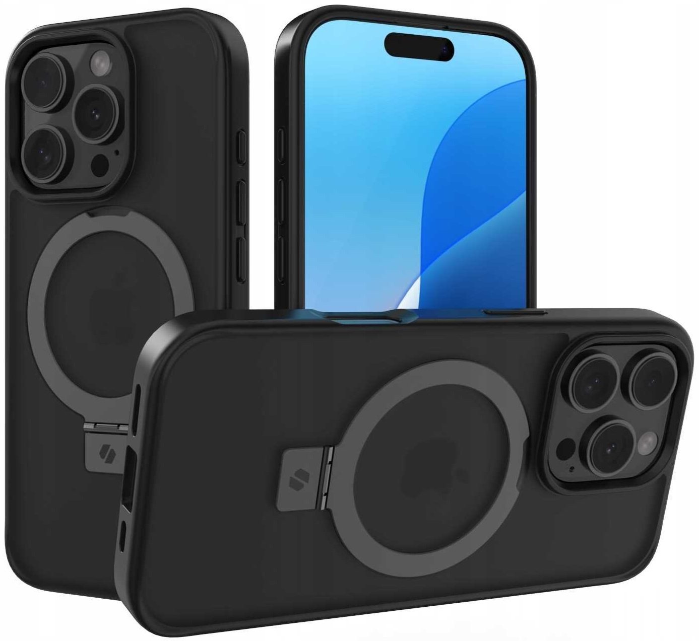 Θήκη iPhone 16 Pro Spacecase Ring Pro Mag Σκληρή με MagSafe & KickStand Black