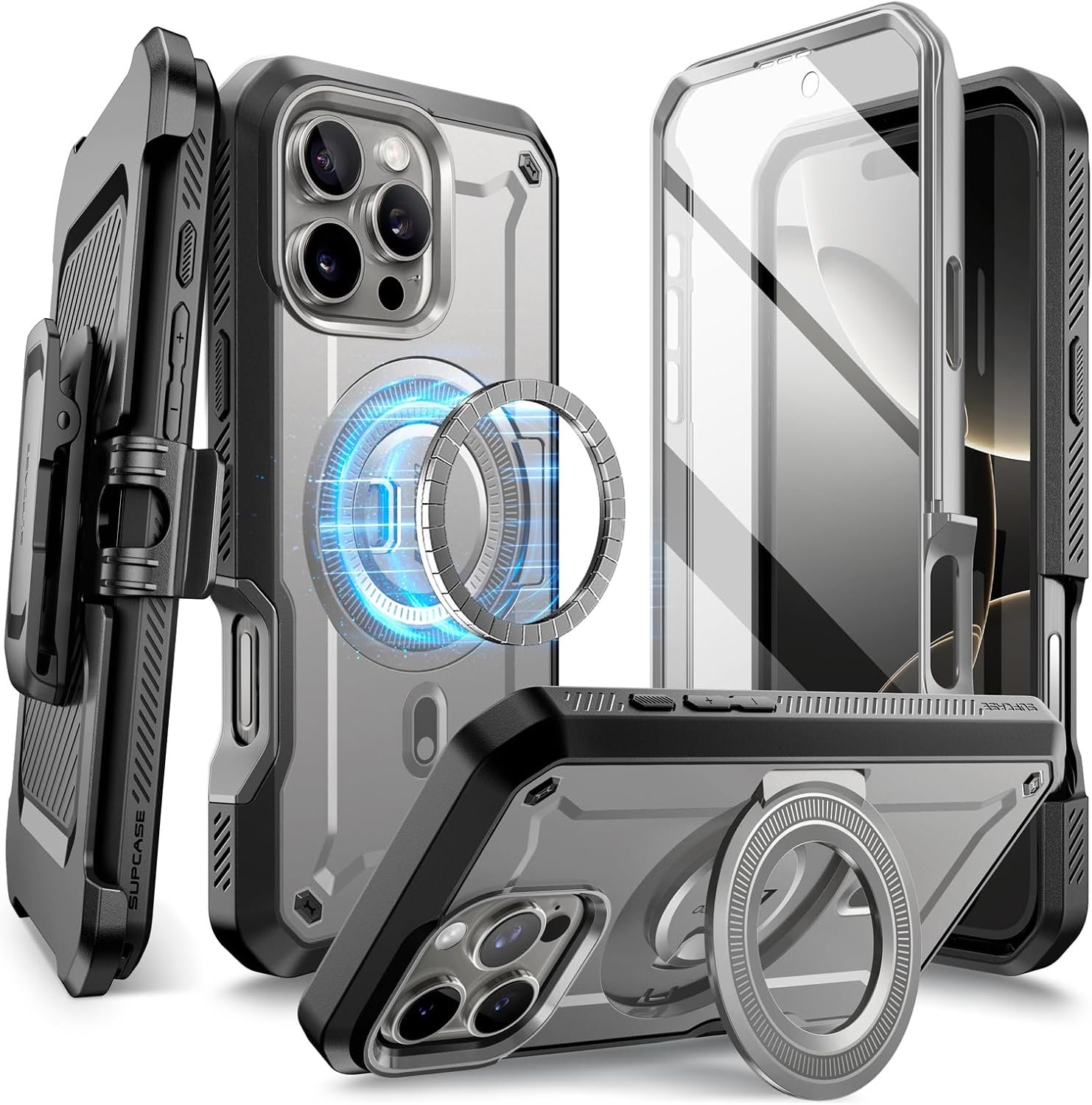 Θήκη iPhone 16 Pro Supcase Unicorn Beetle Pro Mag Ανθεκτική Full Body 360° με MagSafe Titan Gray