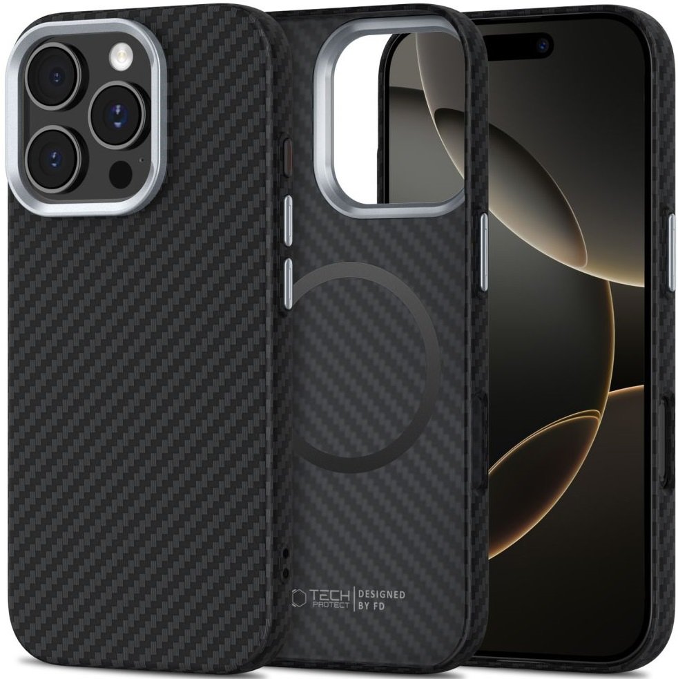 Θήκη iPhone 16 Pro Tech-Protect Ion Carbon Σκληρή με MagSafe Black / Silver