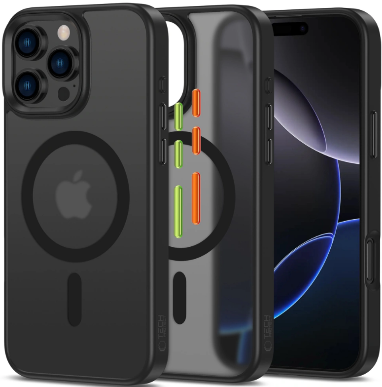 Θήκη iPhone 16 Pro Tech-Protect MagMat XT 3-Set Ημιδιάφανη με MagSafe & 3 Εναλλάξιμα Καλύμματα Κουμπιών Matte Black