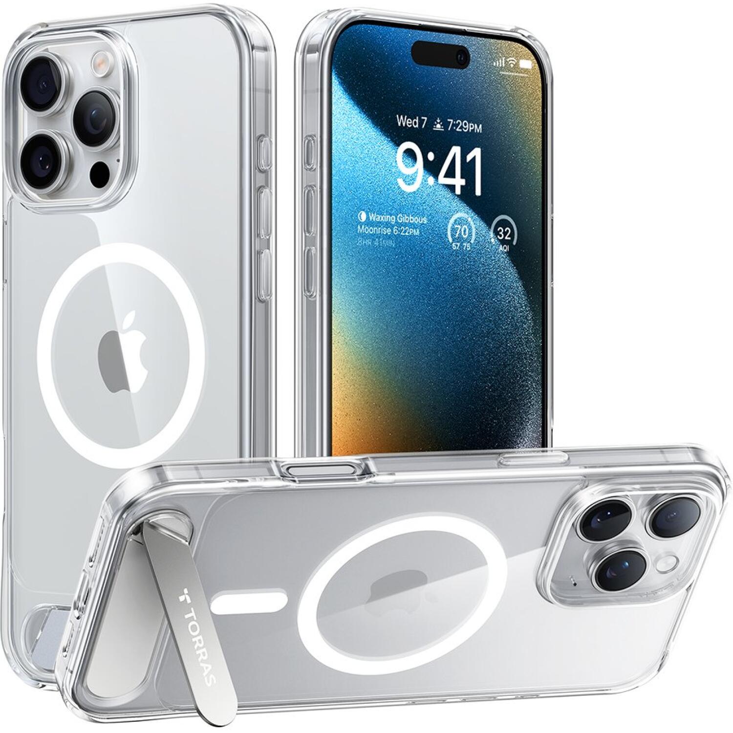 Θήκη iPhone 16 Pro Torras Pstand Ανθεκτική με MagSafe & KickStand Clear