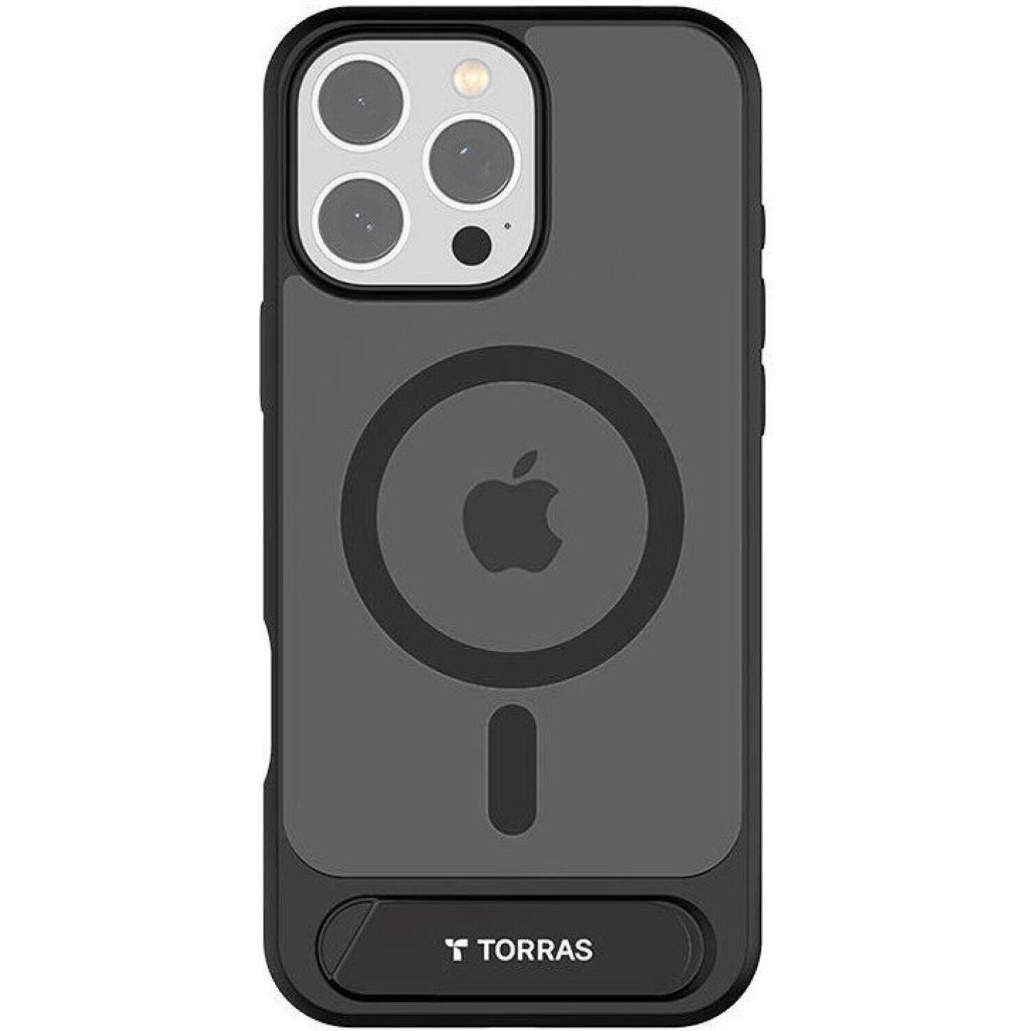 Θήκη iPhone 16 Pro Torras Pstand Ημιδιάφανη Ανθεκτική με MagSafe & KickStand Black
