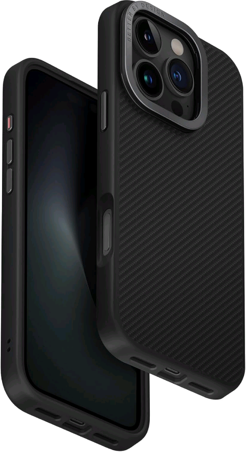 Θήκη iPhone 16 Pro Uniq Keva Max Ανθεκτική Aramid Fiber με MagSafe & Kickstand Black