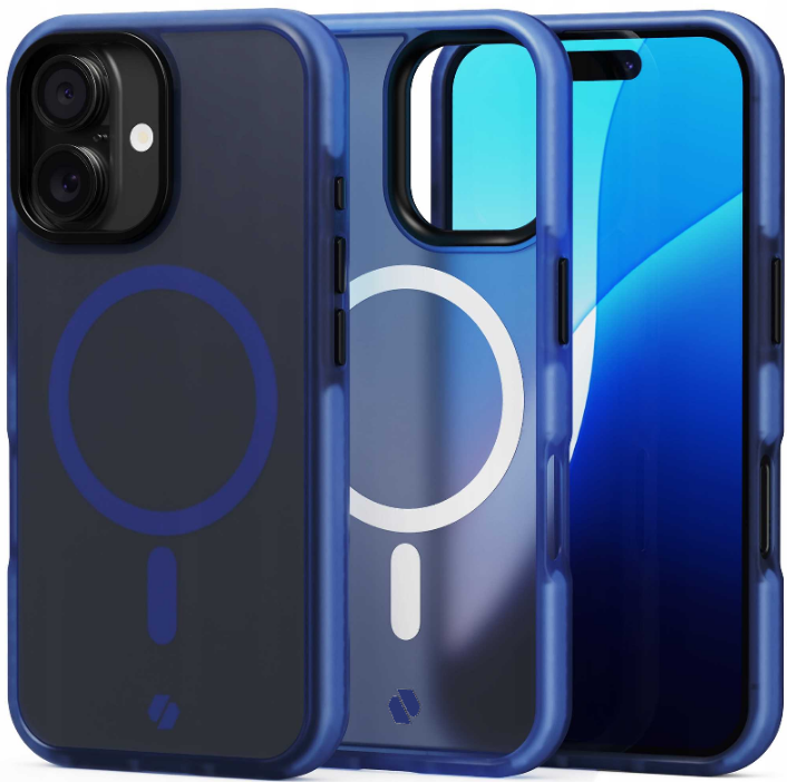 Θήκη iPhone 16 Spacecase Hybrid Fusion Mag Ημιδιάφανη Σκληρή με MagSafe Dark Blue