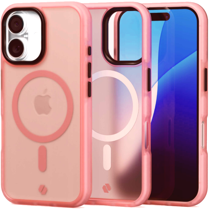 Θήκη iPhone 16 Spacecase Hybrid Fusion Mag Ημιδιάφανη Σκληρή με MagSafe Pink 