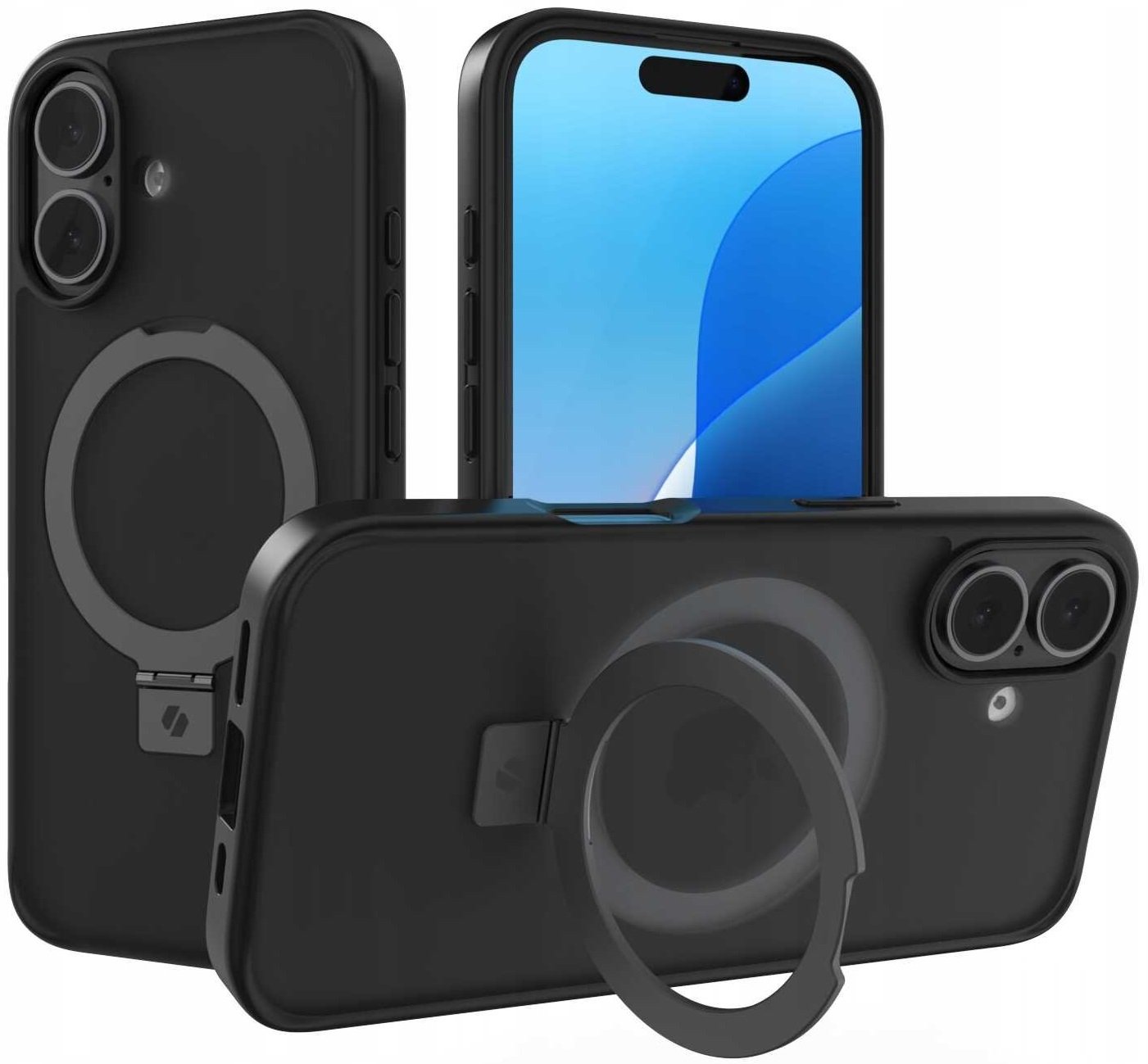 Θήκη iPhone 16 Spacecase Ring Pro Mag Σκληρή με MagSafe & KickStand Black