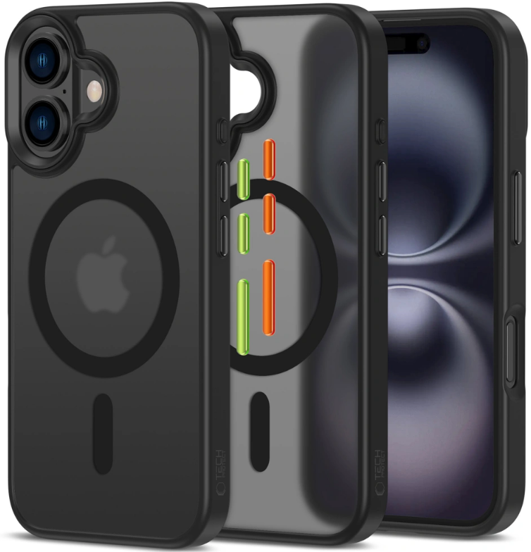 Θήκη iPhone 16 Tech-Protect MagMat XT 3-Set Ημιδιάφανη με MagSafe & 3 Εναλλάξιμα Καλύμματα Κουμπιών Matte Black