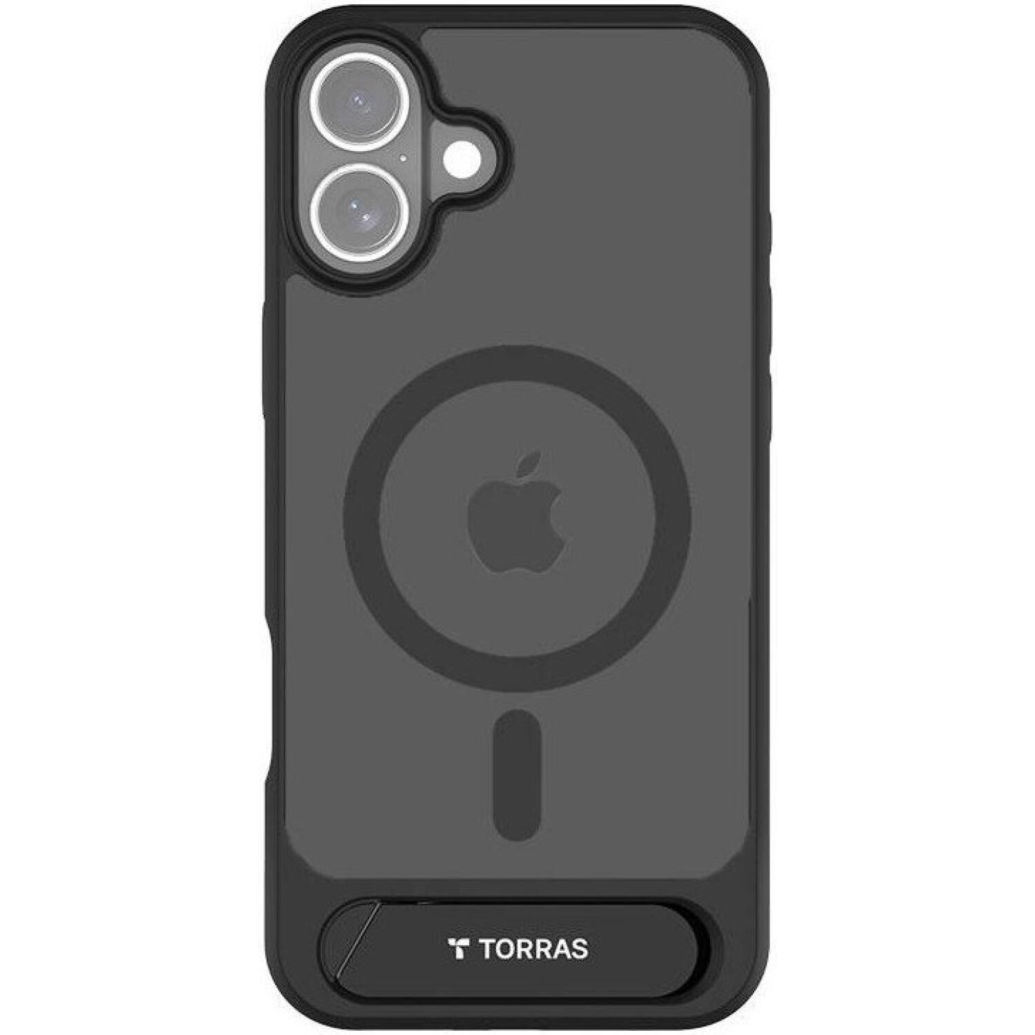 Θήκη iPhone 16 Torras Pstand Ημιδιάφανη Ανθεκτική με MagSafe & KickStand Black