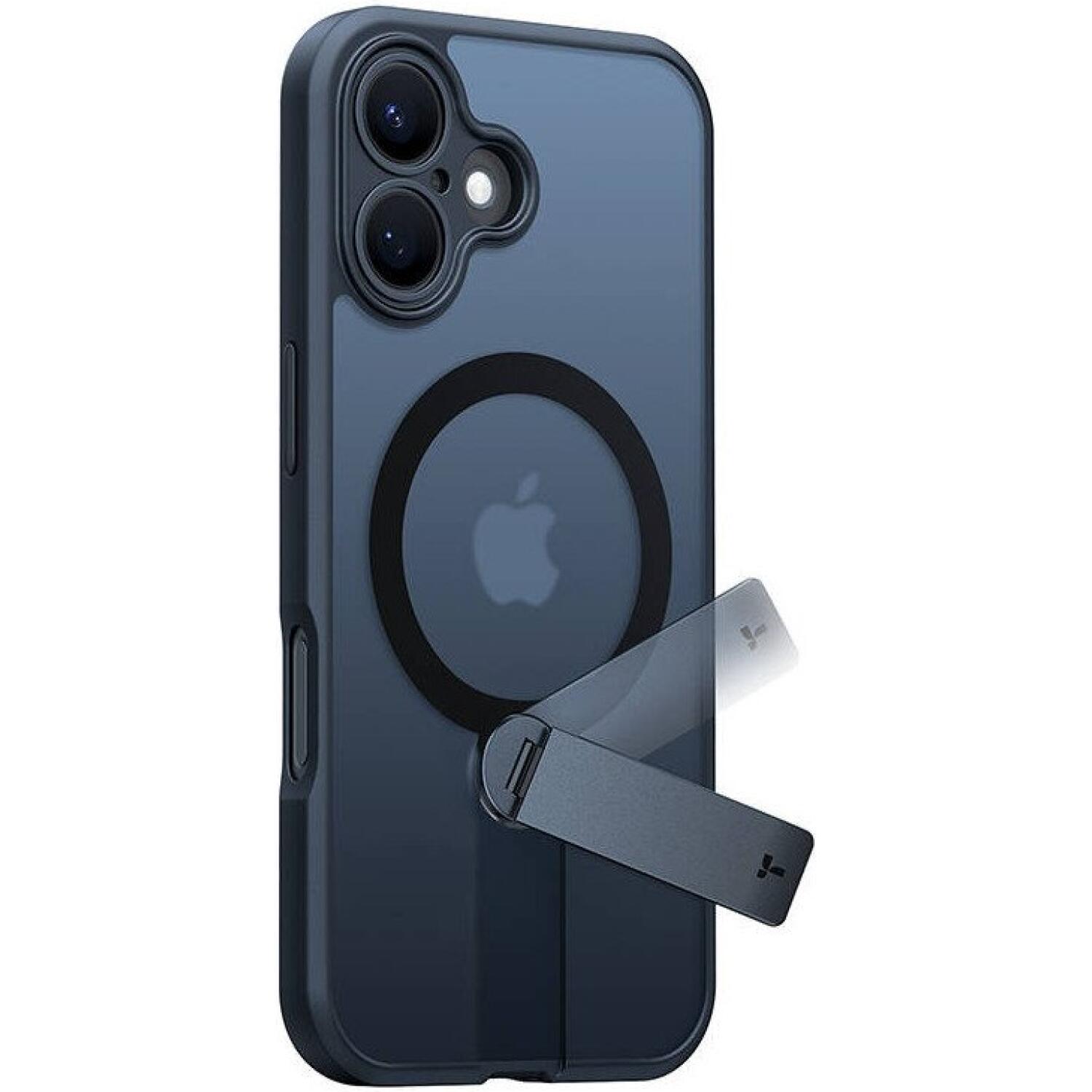 Θήκη iPhone 16 Torras Pstand Spin Case Ημιδιάφανη Ανθεκτική με MagSafe & KickStand Black