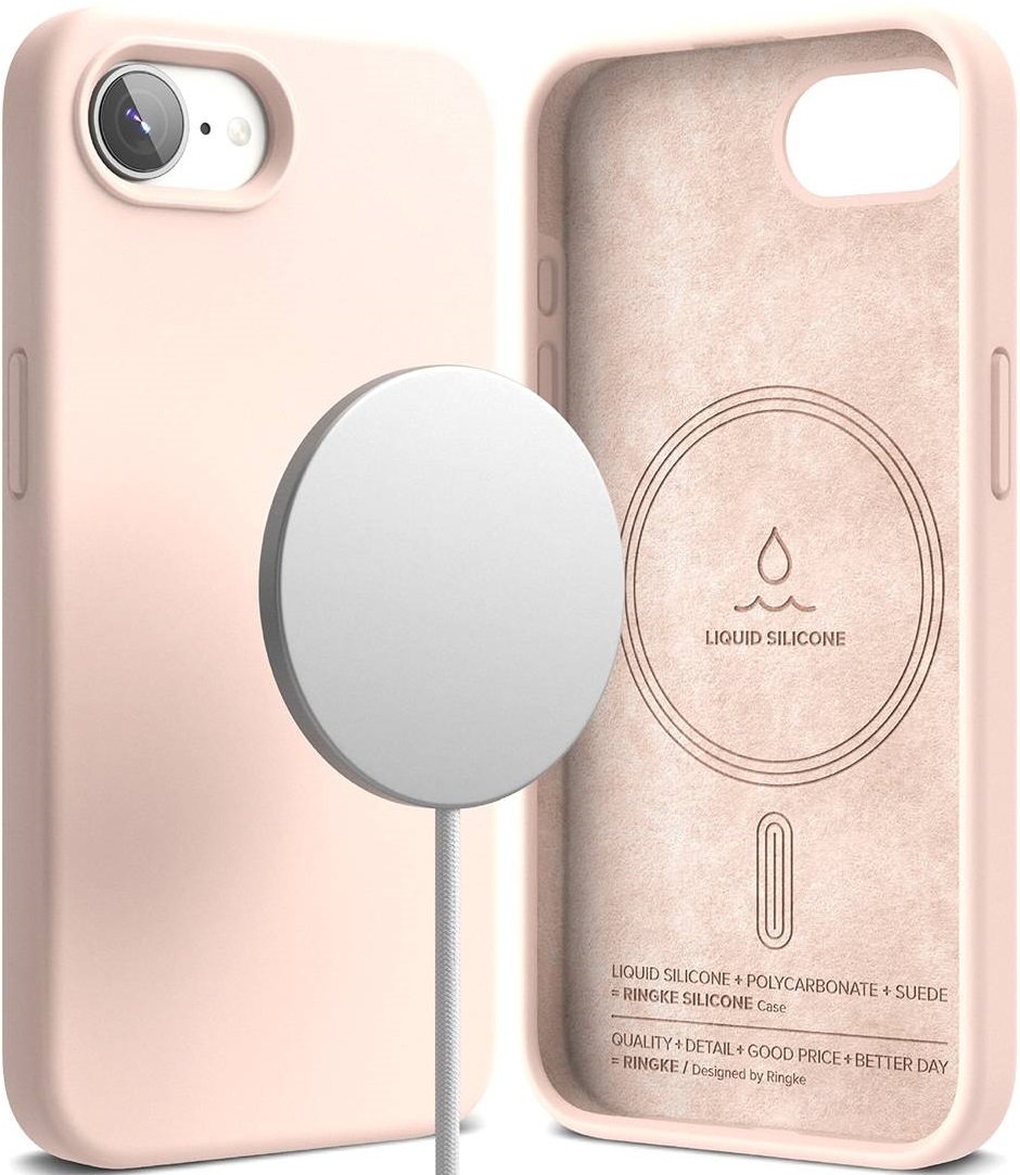 Θήκη iPhone 16e Ringke Silicone Magnetic Ανθεκτική Σιλικόνης με MagSafe Pink Sand