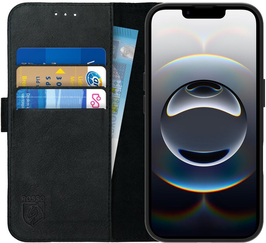 Θήκη iPhone 16e Rosso Deluxe Δερμάτινο Πορτοφόλι Black
