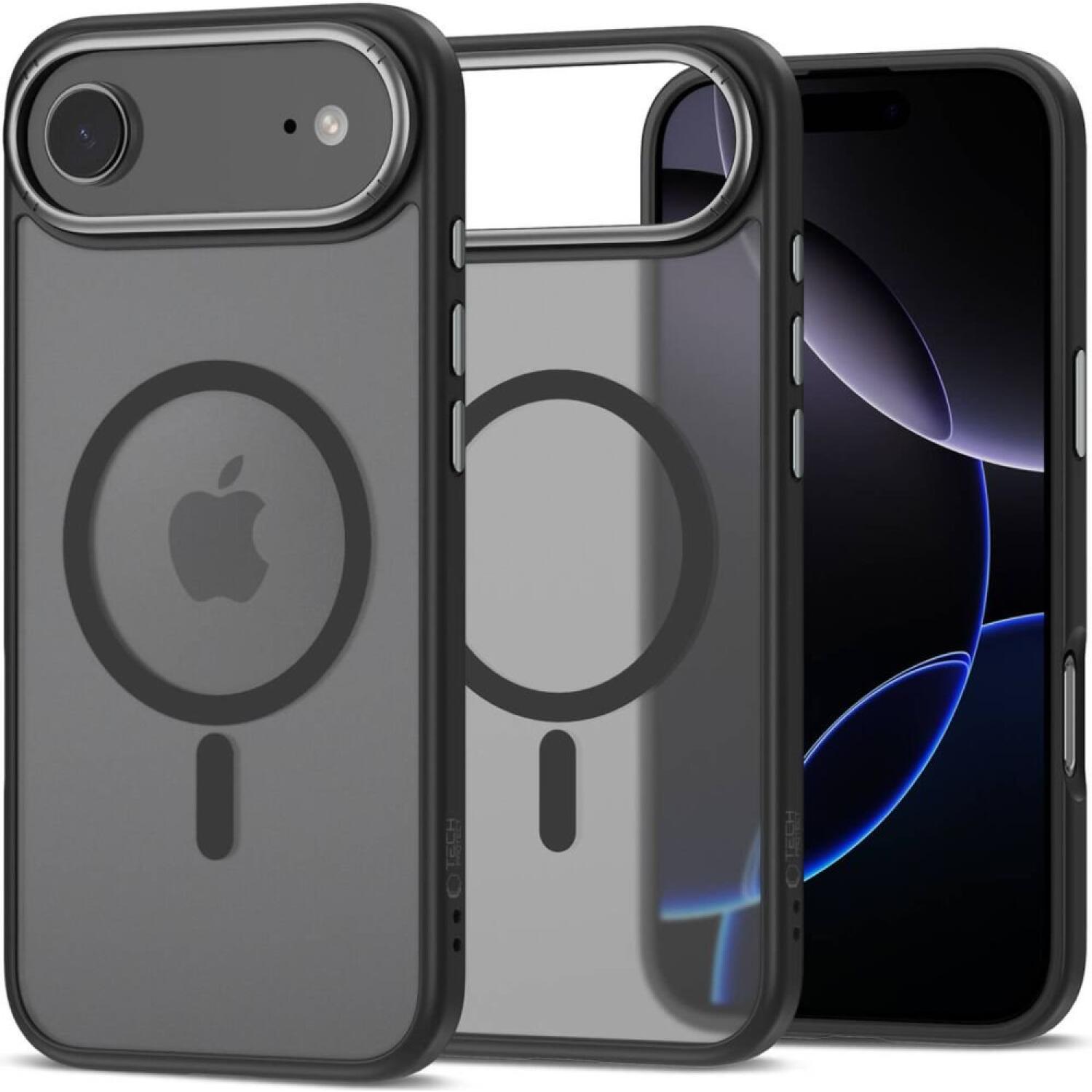 Θήκη iPhone Air Tech-Protect MagEdge Σκληρή Ημιδιάφανη με MagSafe & Μεταλλικό Πλαίσιο Κάμερας Matte Black / Gunmetal