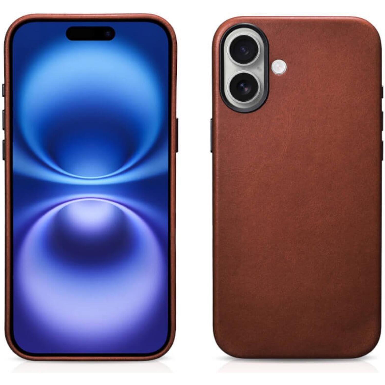 Θήκη iPhone 17 iCarer Leather Back Case With Camera Button Δερμάτινη με MagSafe & Μεταλλικό Πλαίσιο Κάμερας Retro Brown