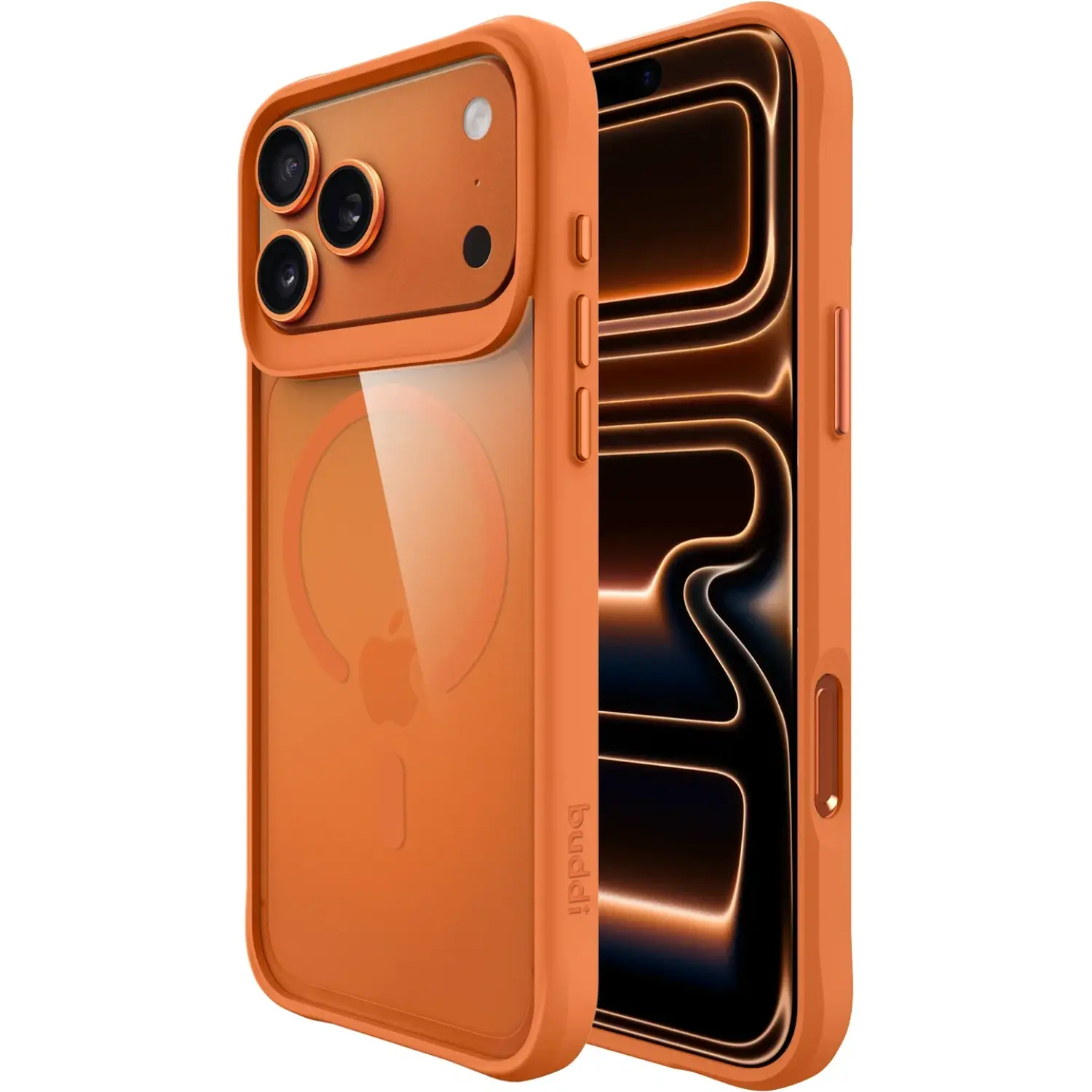 Θήκη iPhone 17 Pro Buddi Hybrid Σκληρή Διάφανη με MagSafe Transparent / Matched Orange