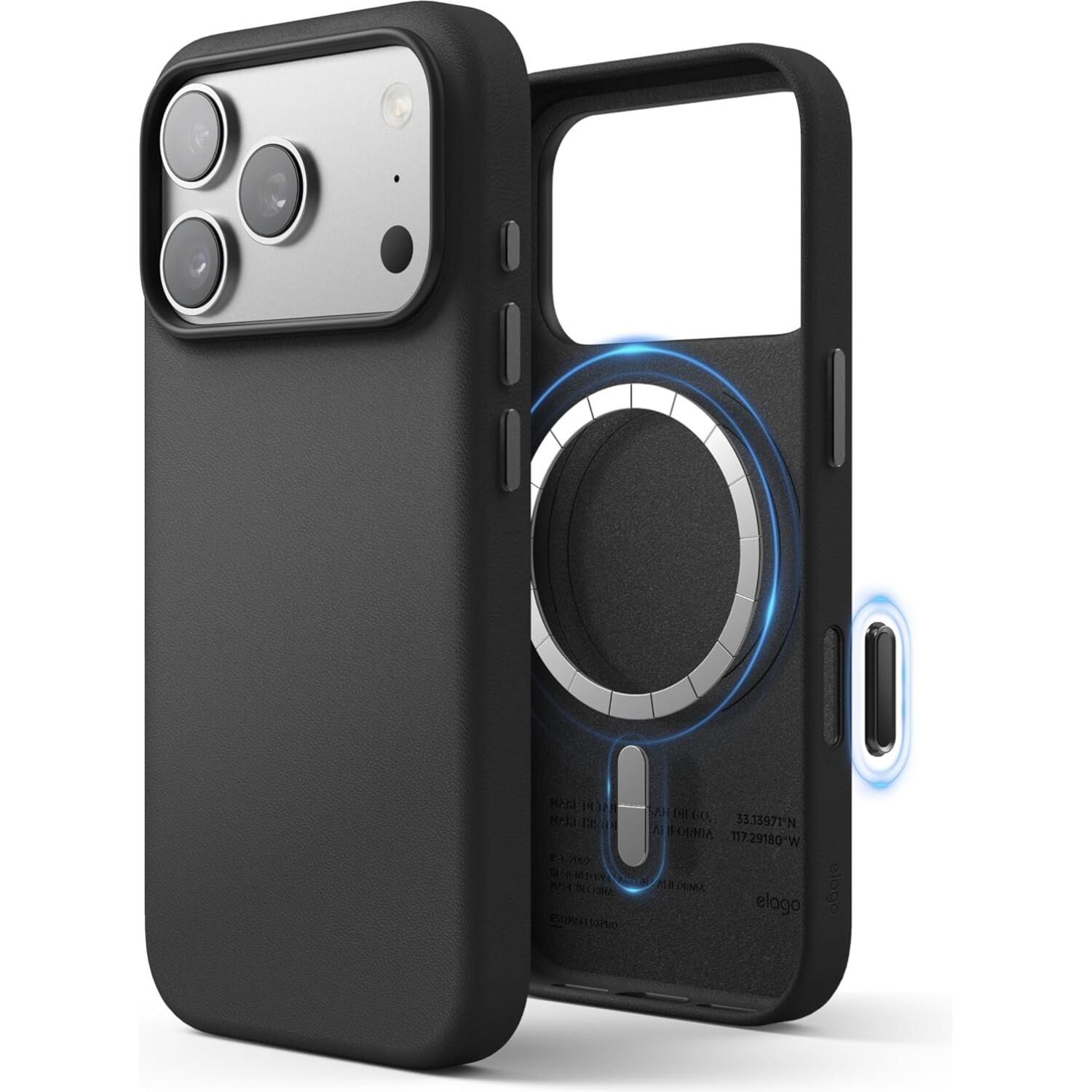 Θήκη iPhone 17 Pro Elago Magnetic Leather από Vegan Δέρμα με MagSafe Black