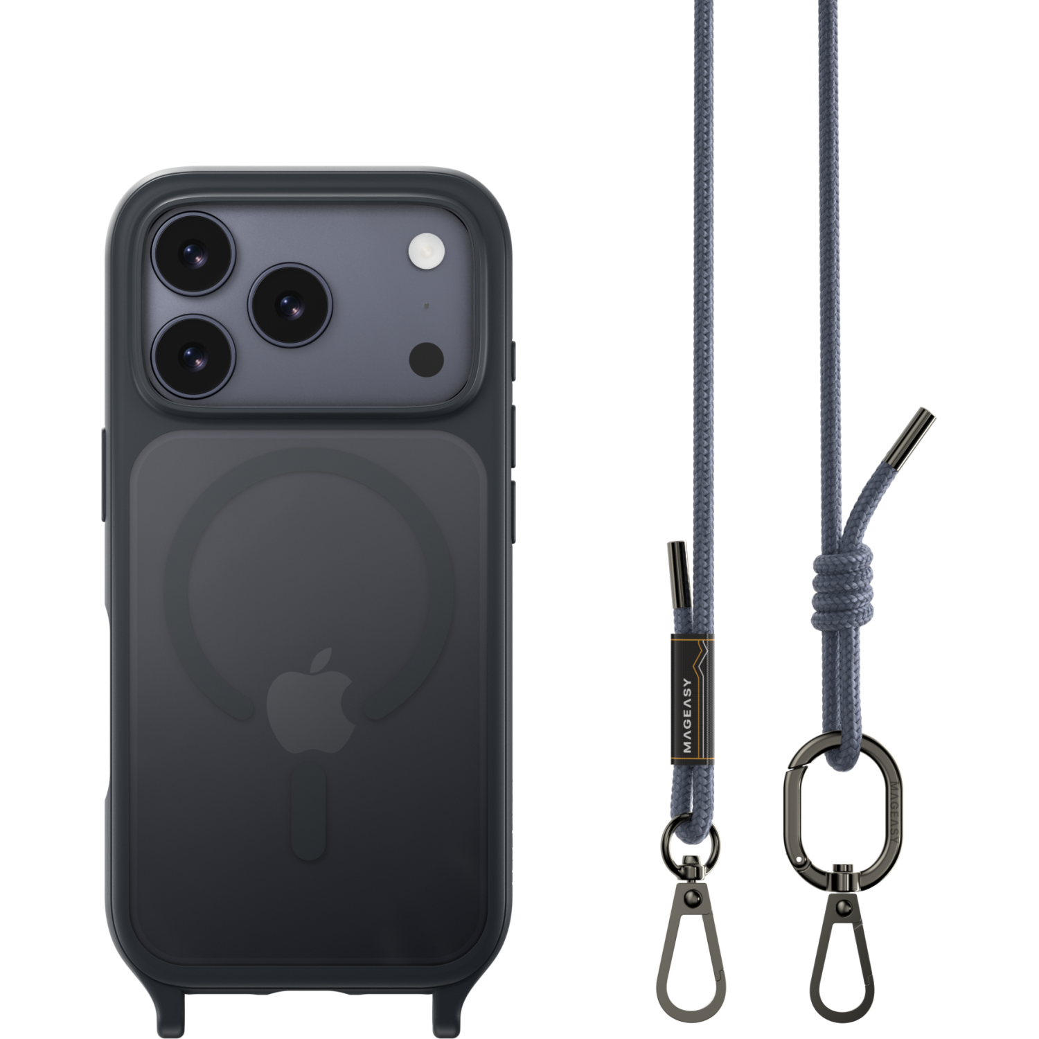 Θήκη iPhone 17 Pro MagEasy Roam M Ανθεκτική Διάφανη με MagSafe & Αποσπώμενο Λουράκι Λαιμού Midnight / Riverside Blue