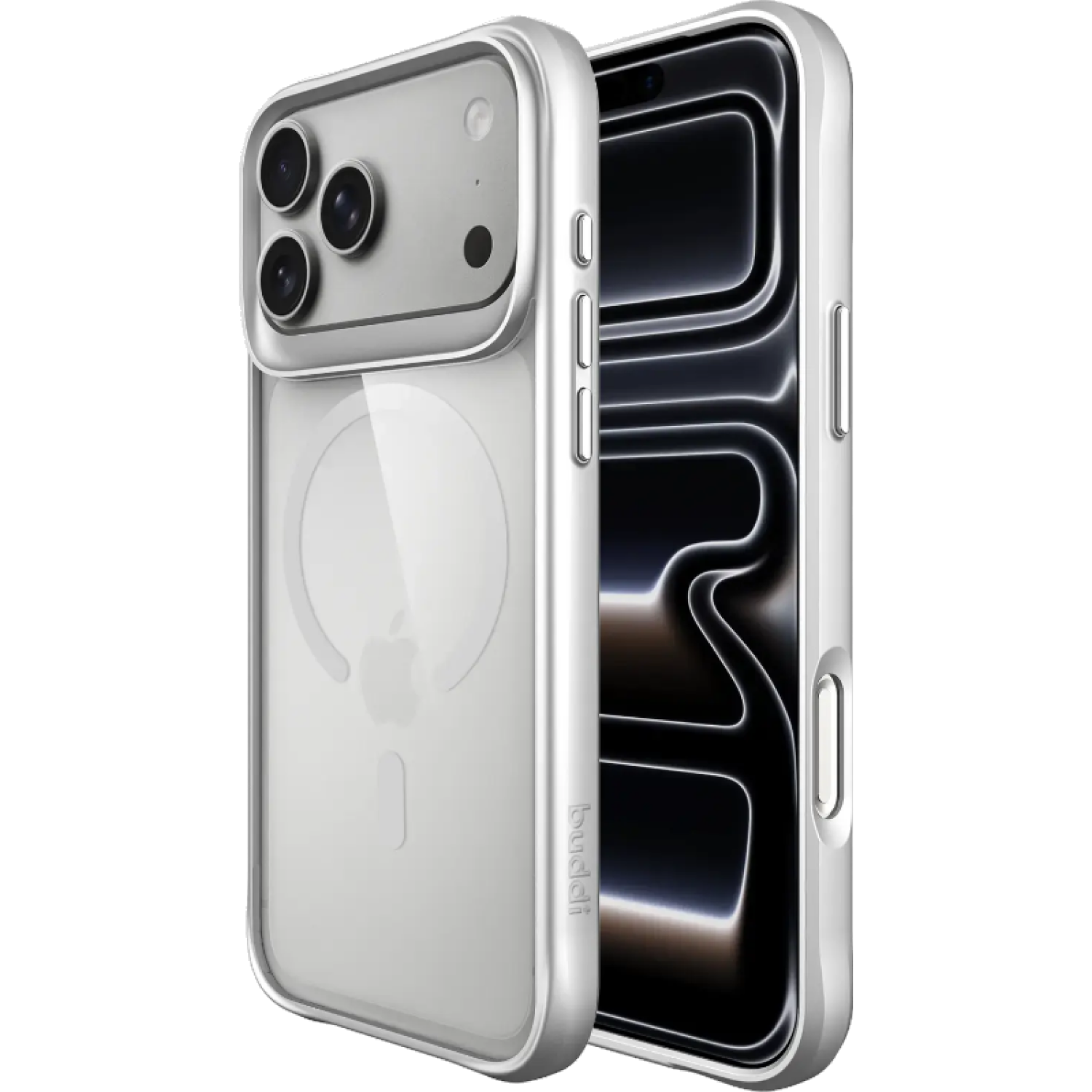 Θήκη iPhone 17 Pro Max Buddi Hybrid Σκληρή Διάφανη με MagSafe Matched Silver