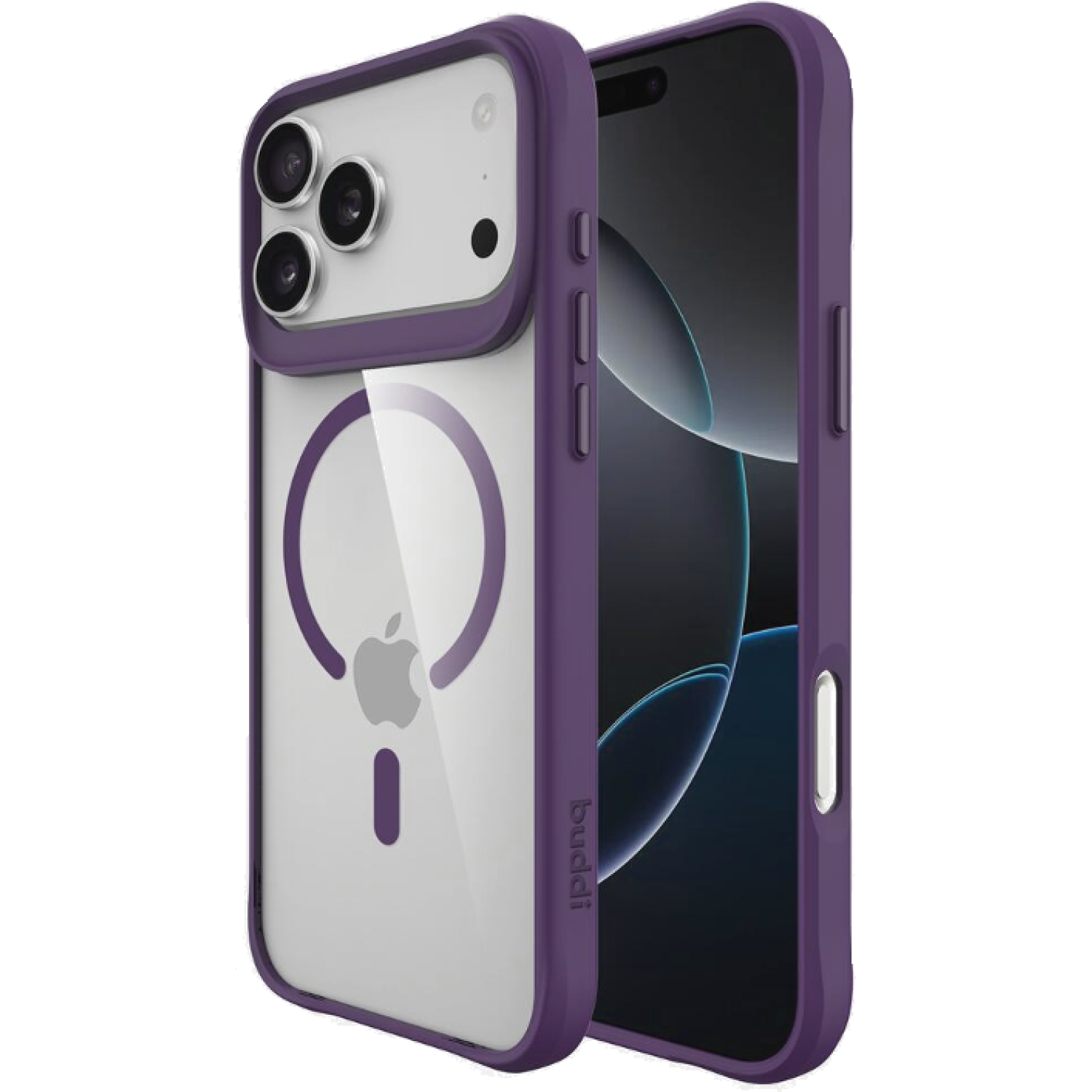 Θήκη iPhone 17 Pro Max Buddi Hybrid Σκληρή Διάφανη με MagSafe Transparent / Purple