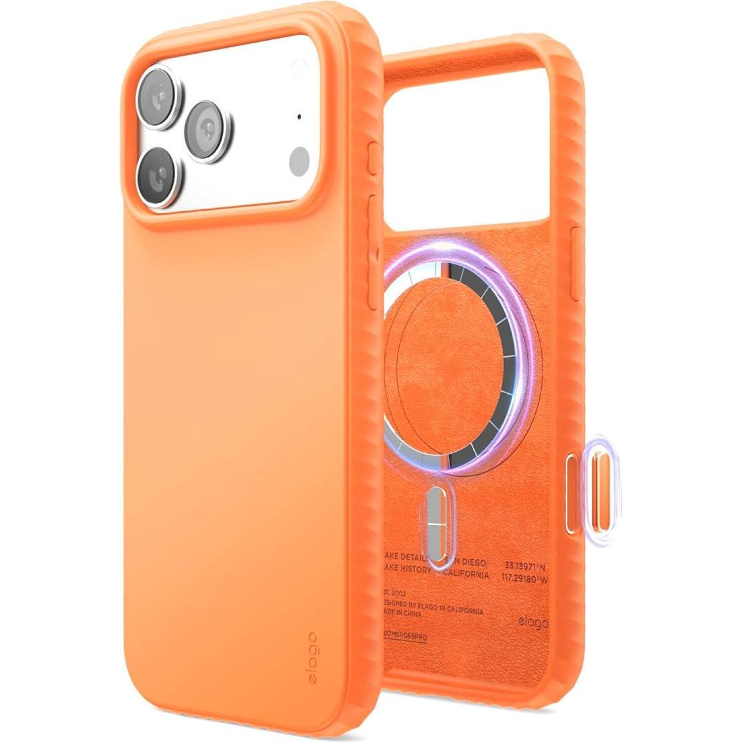 Θήκη iPhone 17 Pro Max Elago Magnetic Ridge Silicone Case Premium Σιλικόνης με MagSafe Orange