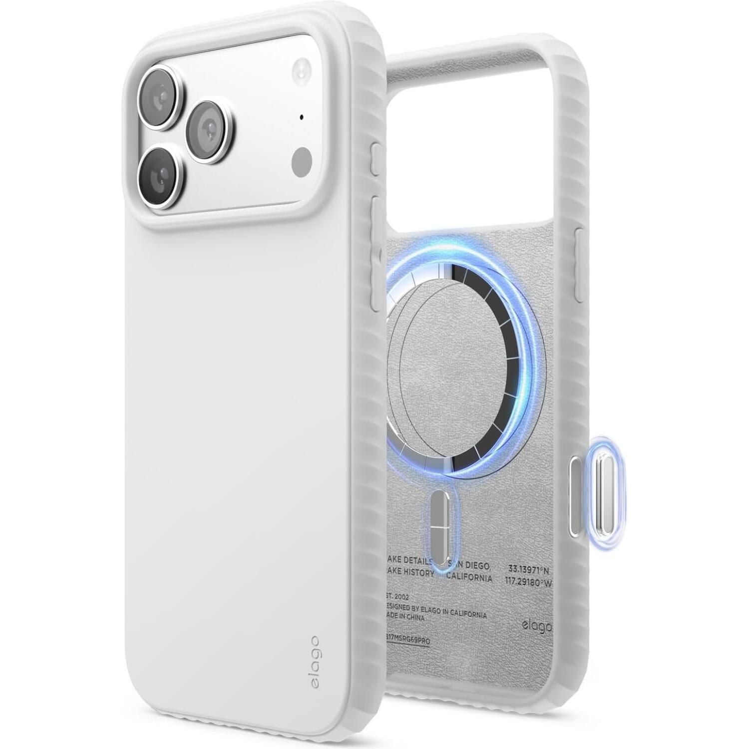 Θήκη iPhone 17 Pro Max Elago Magnetic Ridge Silicone Case Premium Σιλικόνης με MagSafe White