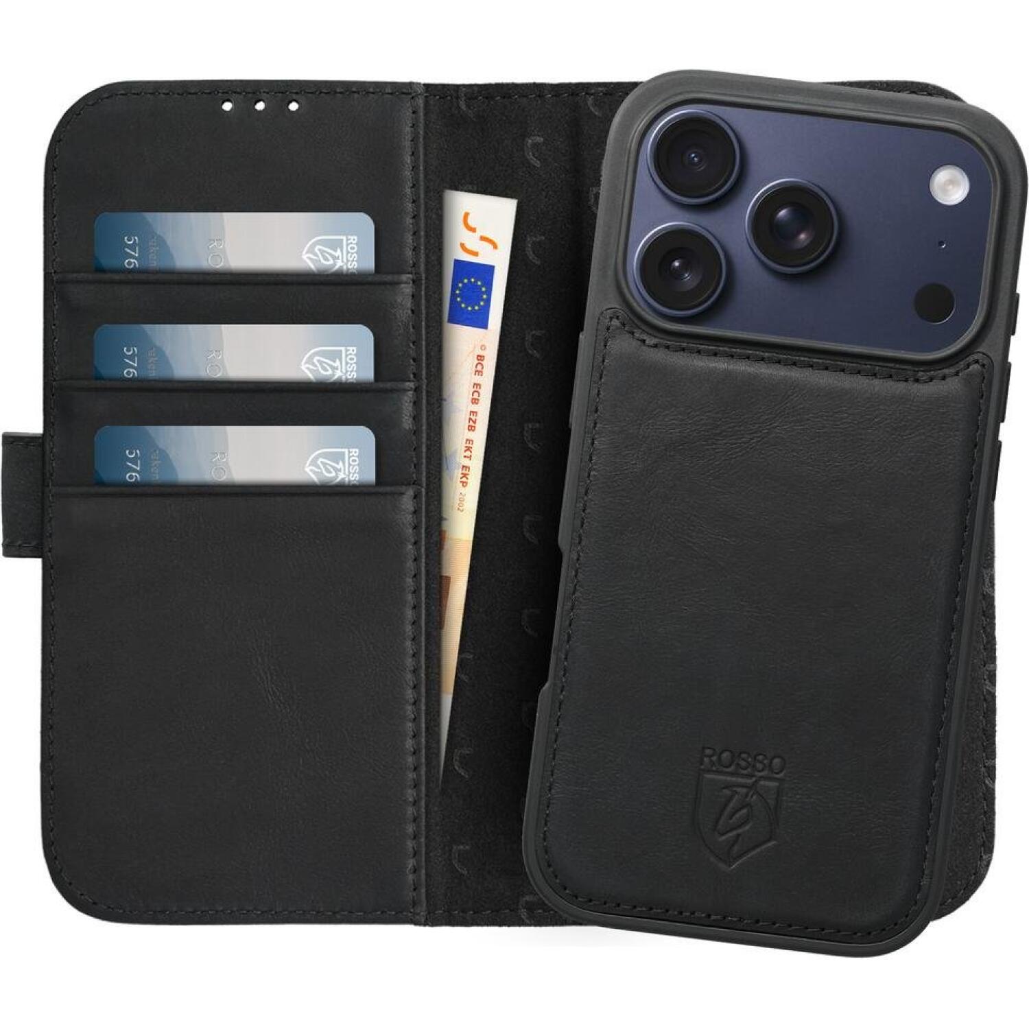 Θήκη iPhone 17 Pro Max Rosso Elite Δερμάτινο Πορτοφόλι με MagSafe Black