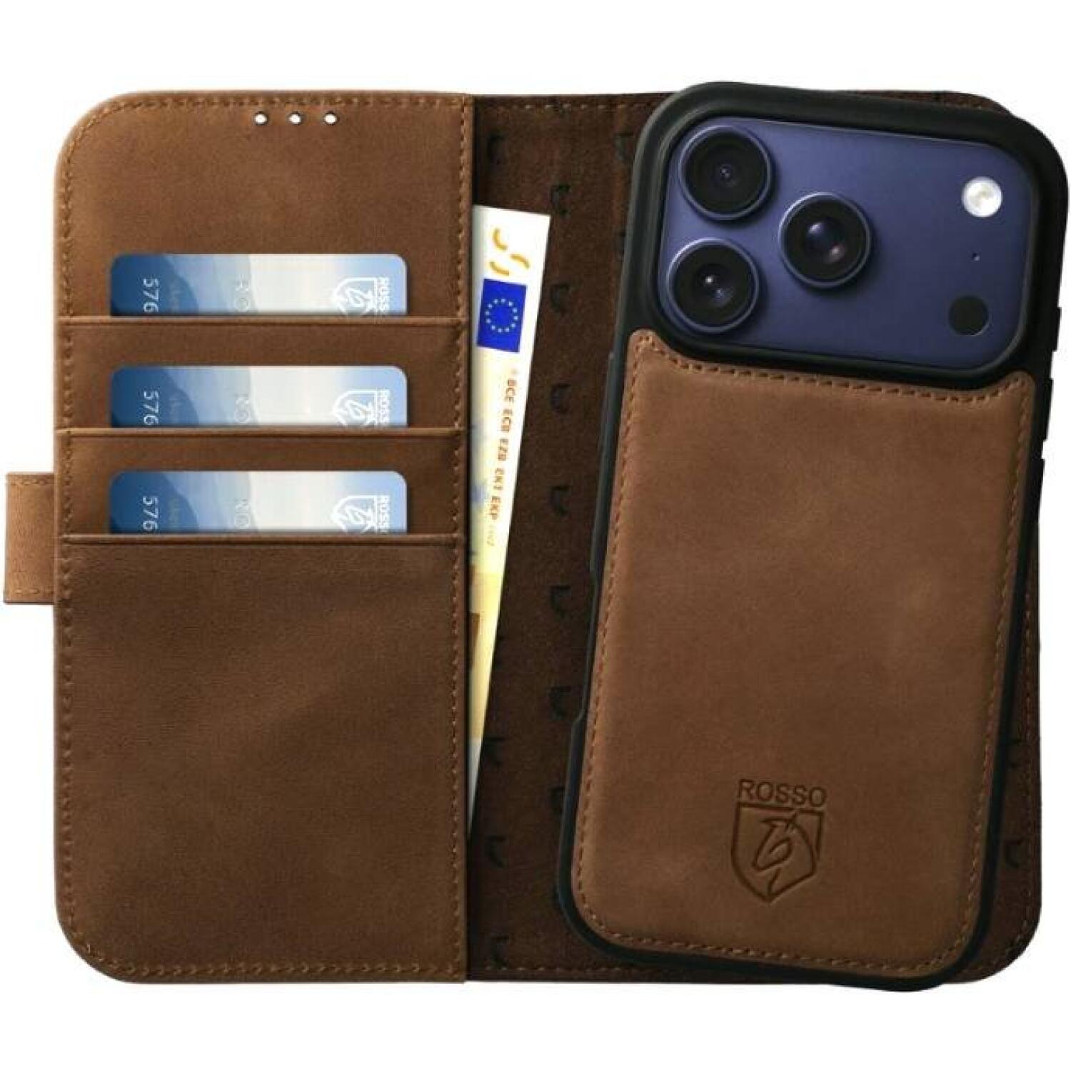 Θήκη iPhone 17 Pro Max Rosso Elite Δερμάτινο Πορτοφόλι με MagSafe Brown