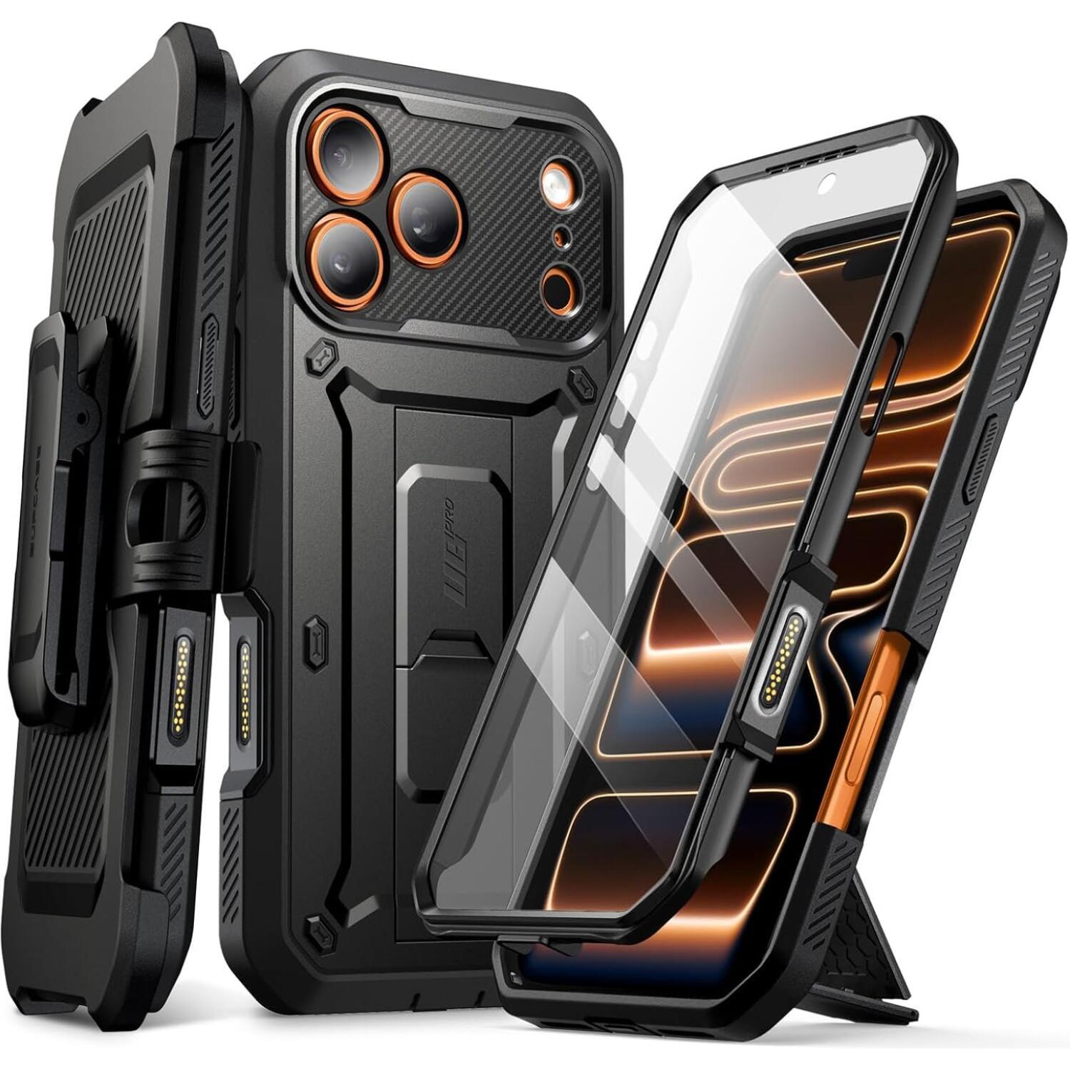 Θήκη iPhone 17 Pro Max Supcase Unicorn Beetle Pro Ανθεκτική Full Body 360° με KickStand Black 