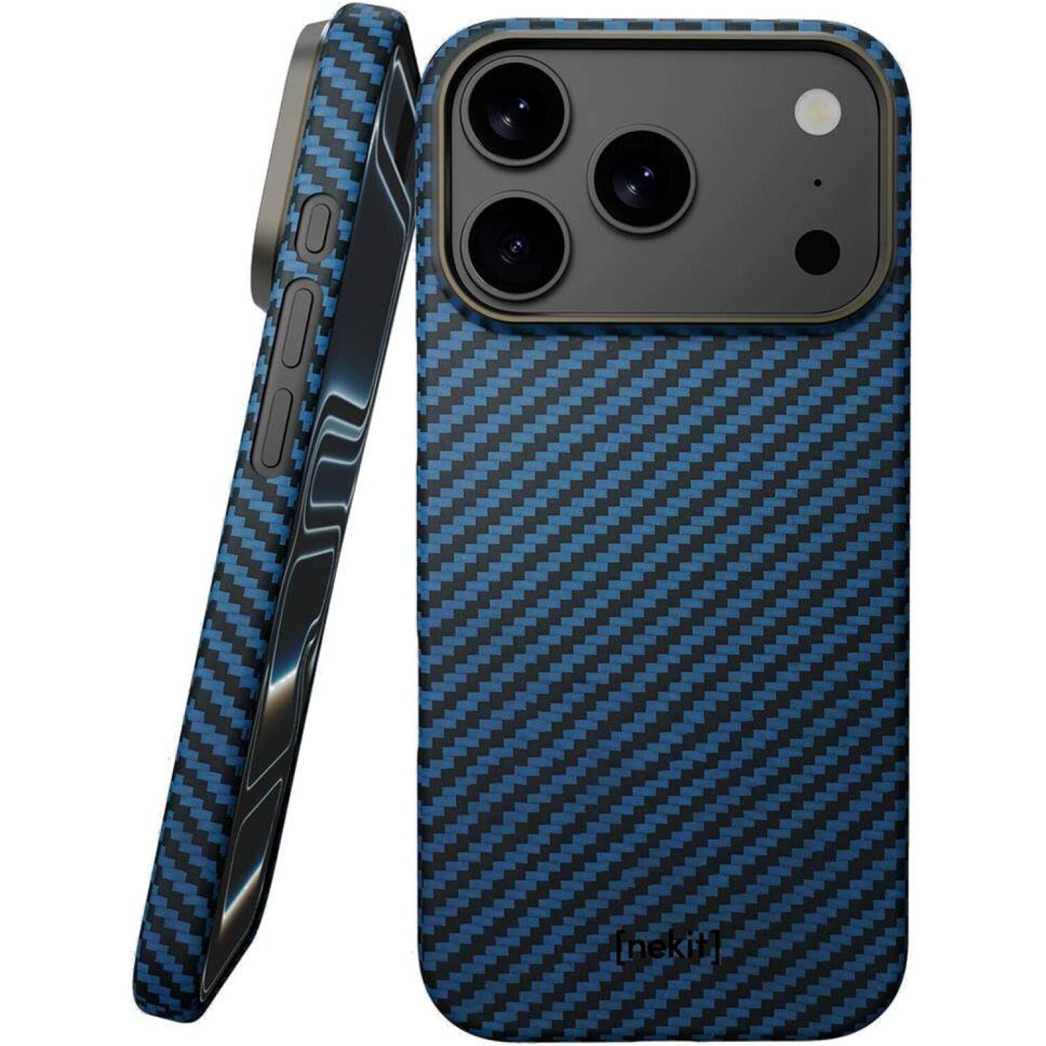 Θήκη iPhone 17 Pro Nekit Fiber Σκληρή με MagSafe Aramid Fiber 1mm 1500D Kevlar Blue
