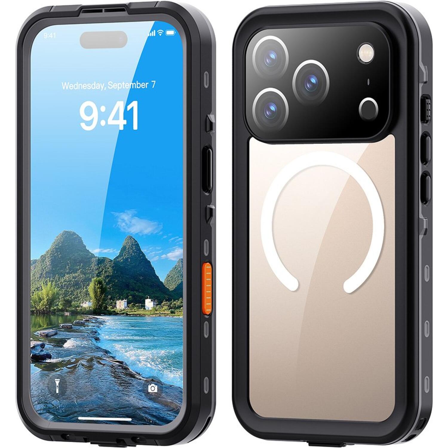 Θήκη iPhone 17 Pro ShellBox Αδιάβροχη Full Body 360° Διάφανη Ανθεκτική με MagSafe IP68 Black