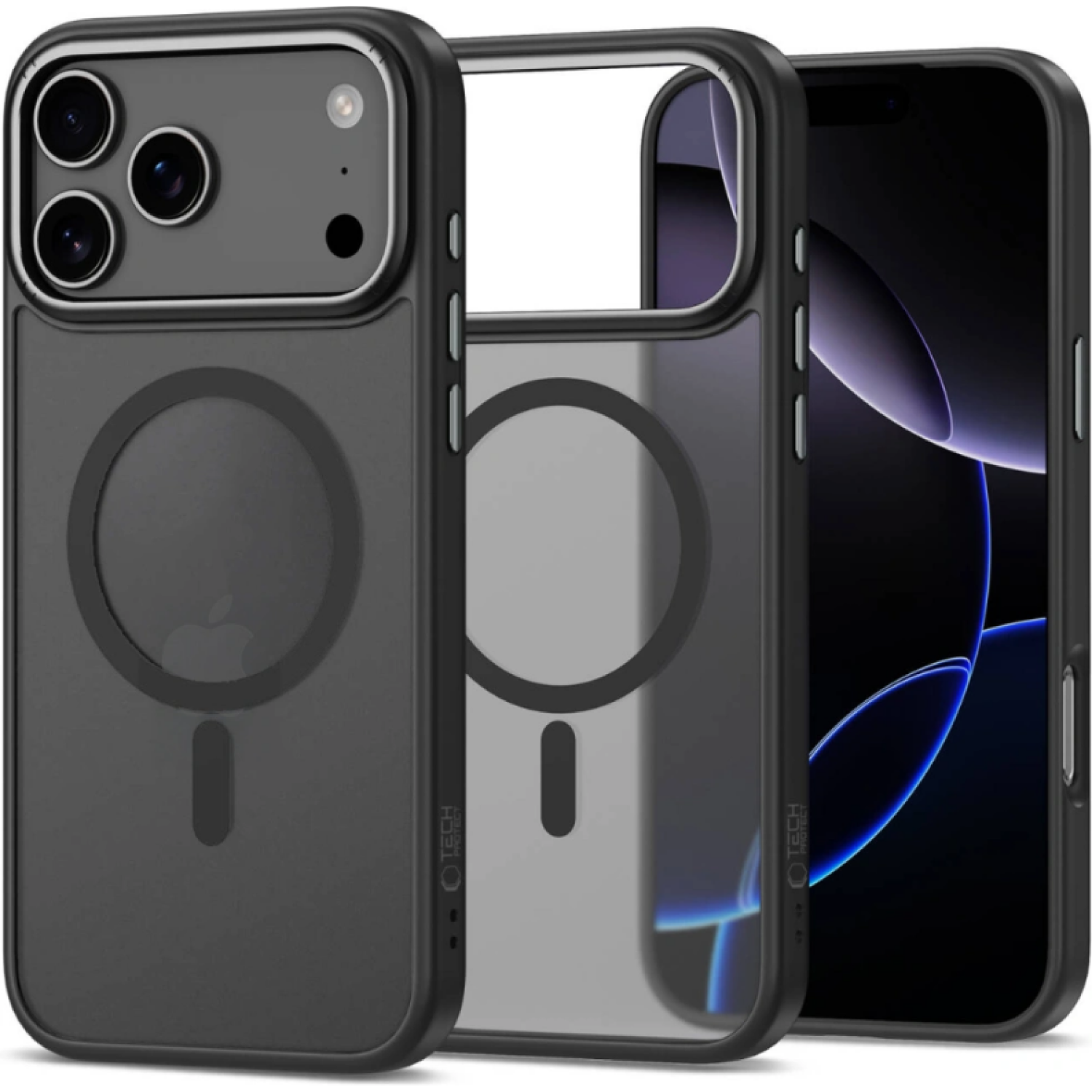 Θήκη iPhone 17 Pro Tech-Protect TP CamEdge Σκληρή Ημιδιάφανη με MagSafe & Μεταλλικό Πλαίσιο Κάμερας Matte Black / Gunmetal