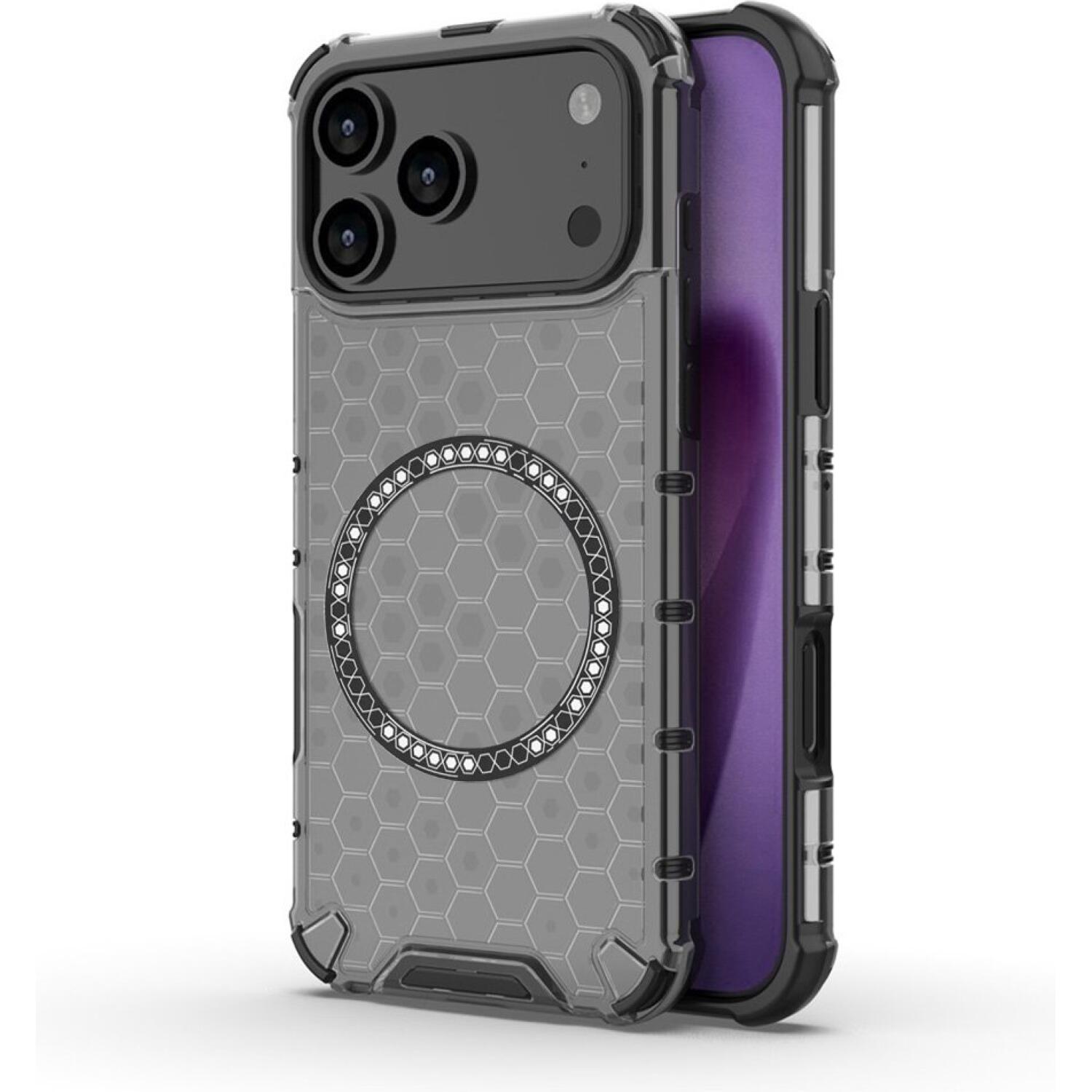 Θήκη iPhone 17 Pro Techsuit HoneyComb Shield Σκληρή Ημιδιάφανη με MagSafe Black