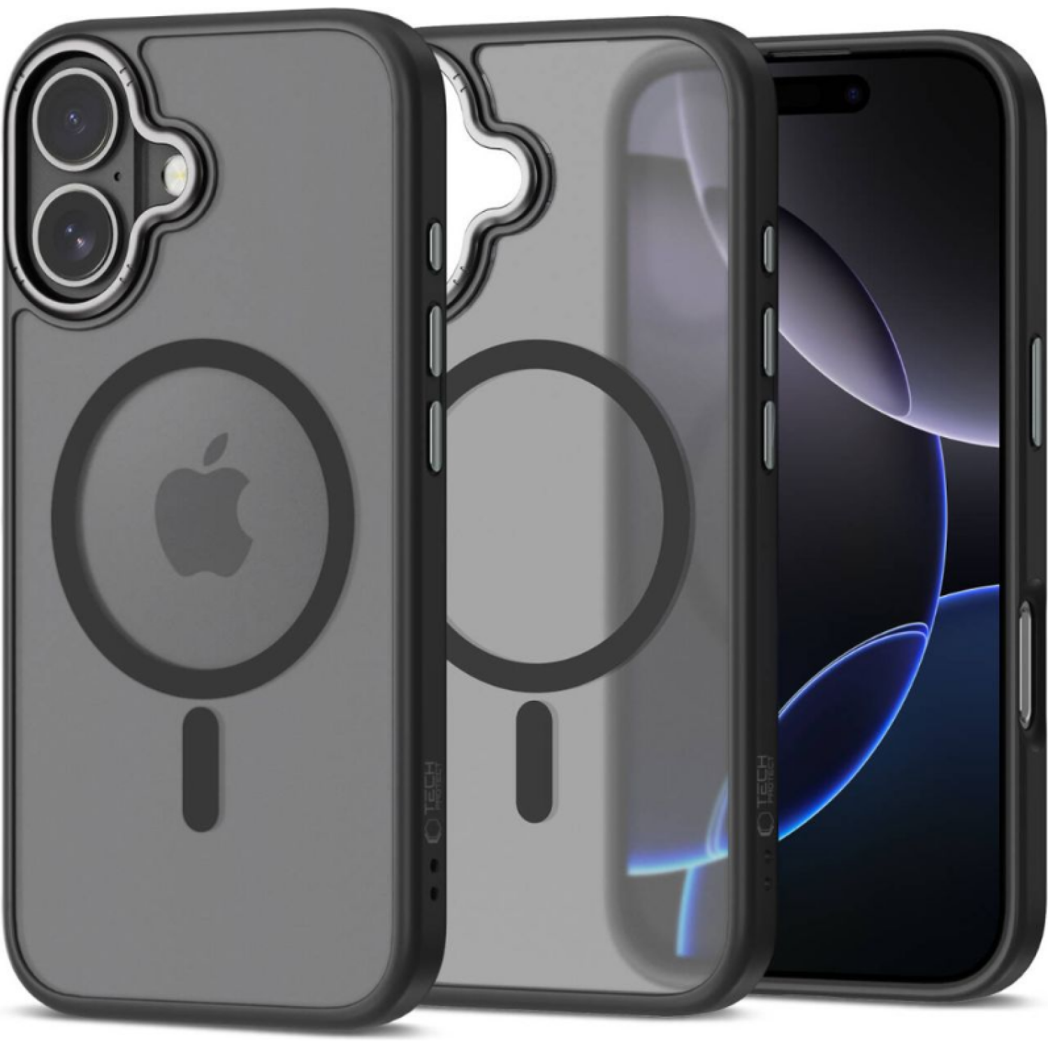 Θήκη iPhone 17 Tech-Protect MagEdge Σκληρή Ημιδιάφανη με MagSafe & Μεταλλικό Πλαίσιο Κάμερας Matte Black / Gunmetal