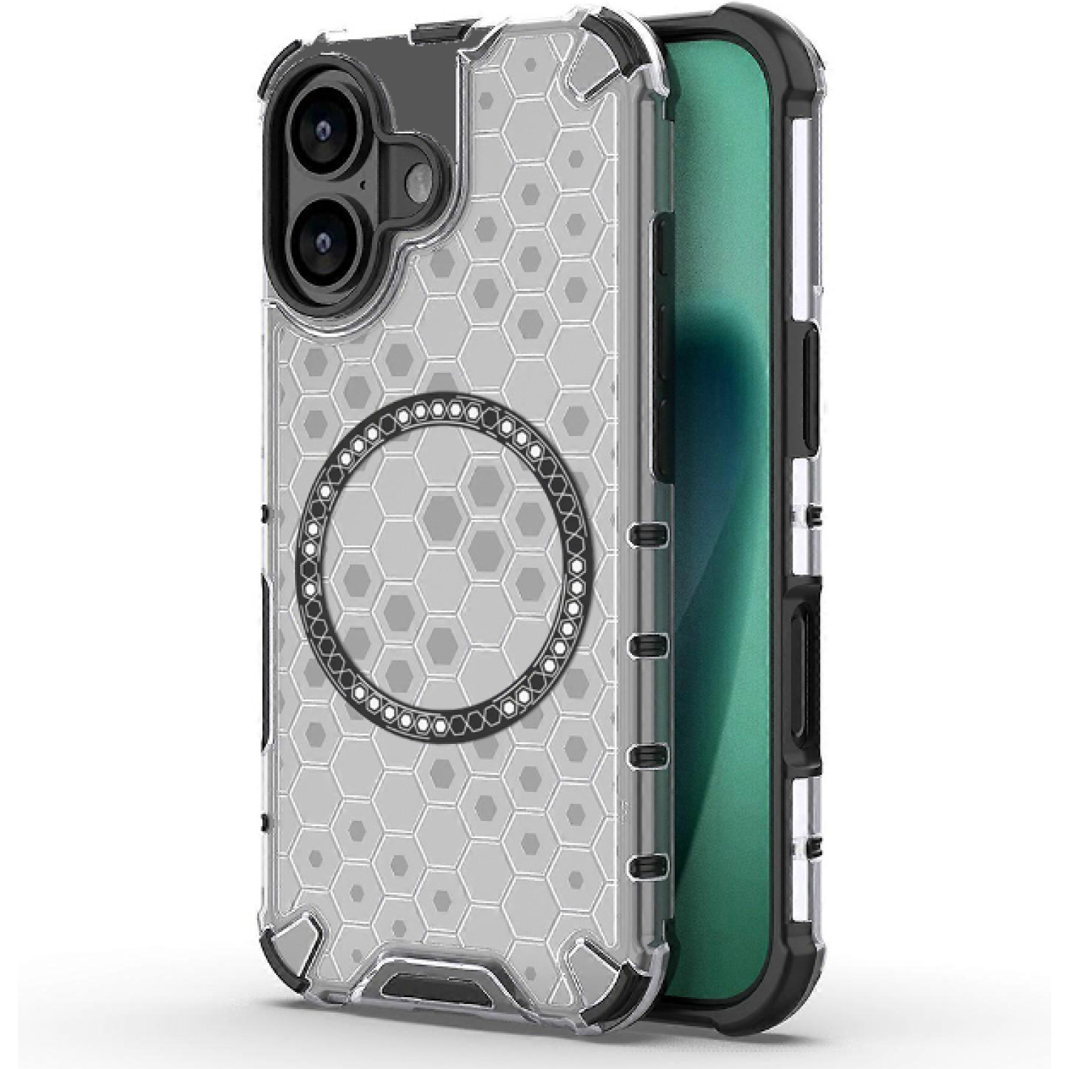 Θήκη iPhone 17 Techsuit HoneyComb Shield Σκληρή Ημιδιάφανη με MagSafe White