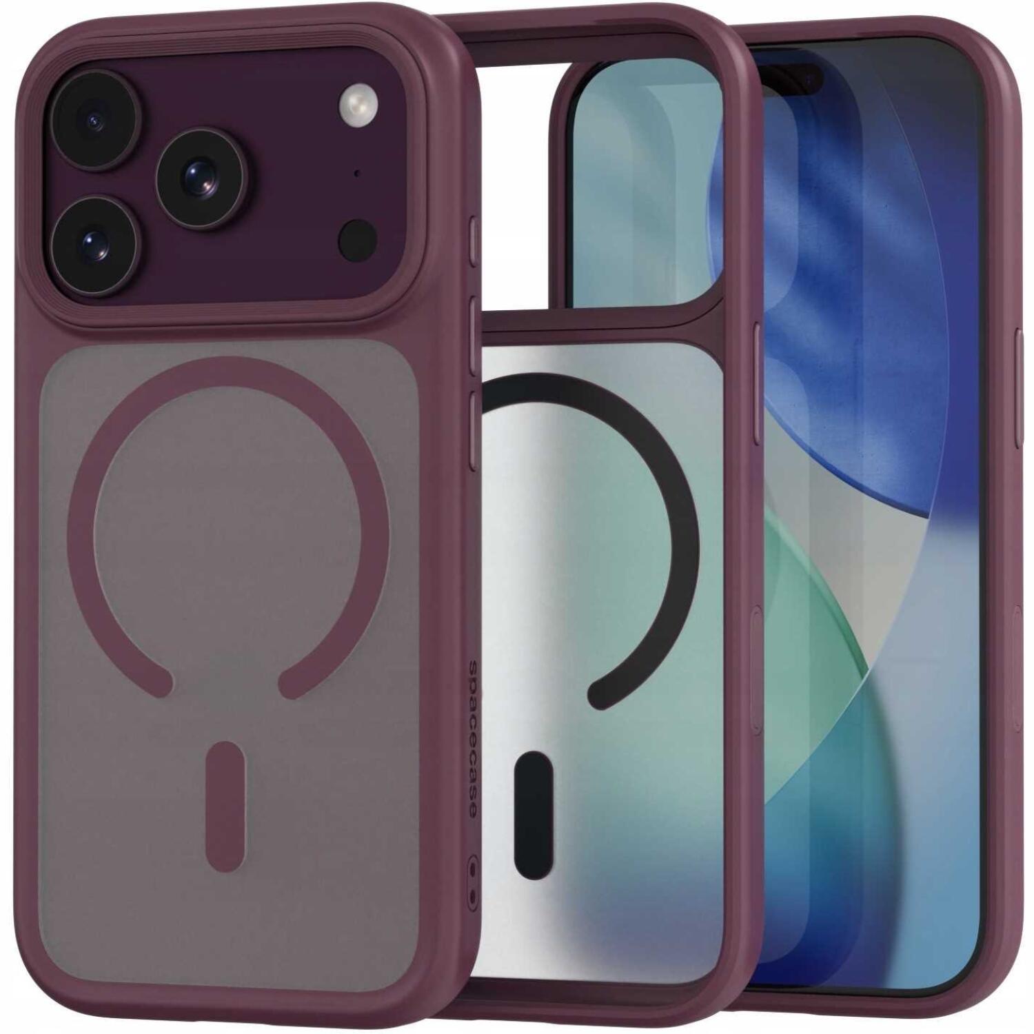 Θήκη iPhone 18 Pro / 17 Pro Spacecase Hybrid MagSafe Σκληρή Ημιδιάφανη με MagSafe Dark Cherry