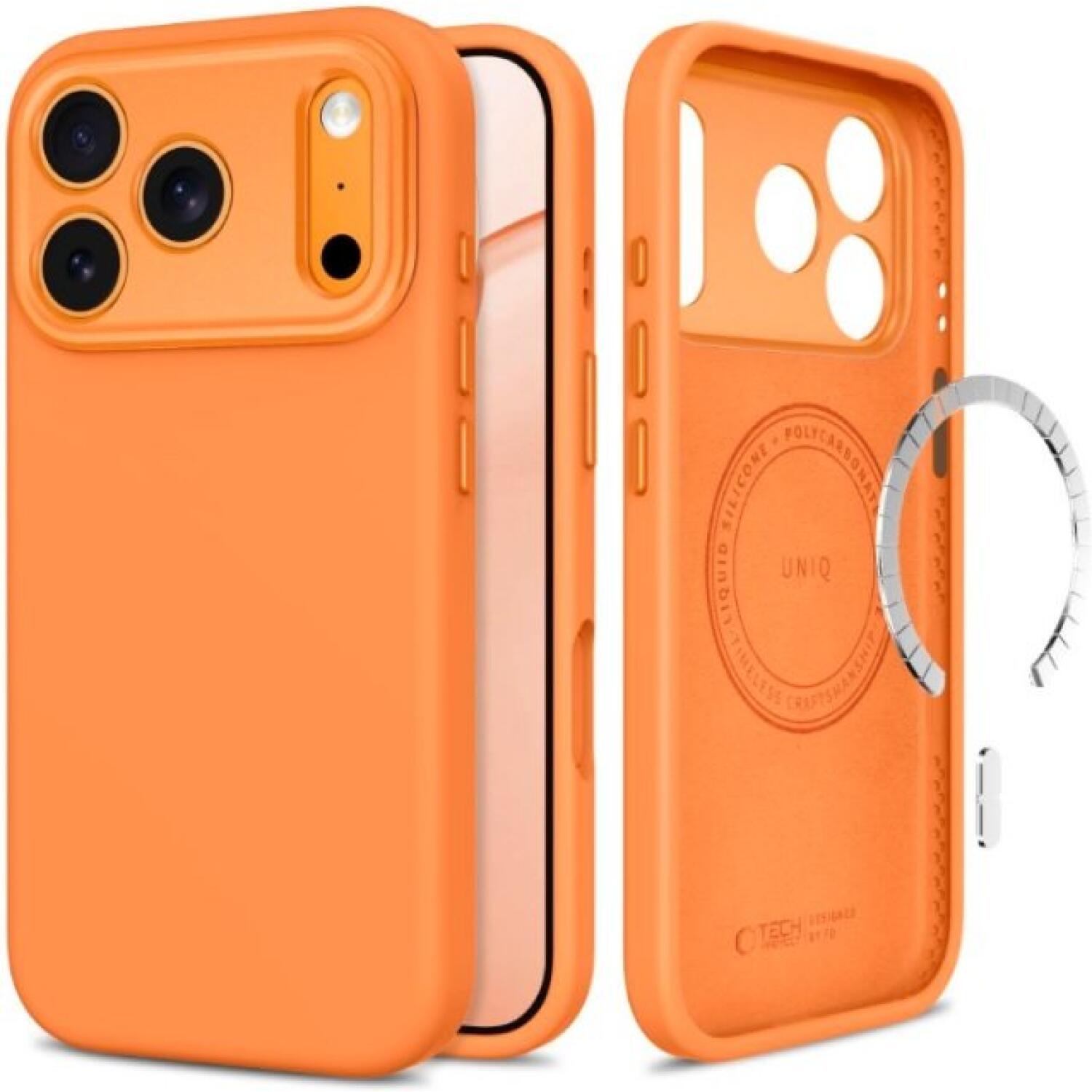 Θήκη iPhone 18 Pro / 17 Pro Tech-Protect Uniq MagSafe CC Σιλικόνης με MagSafe Cosmic Orange