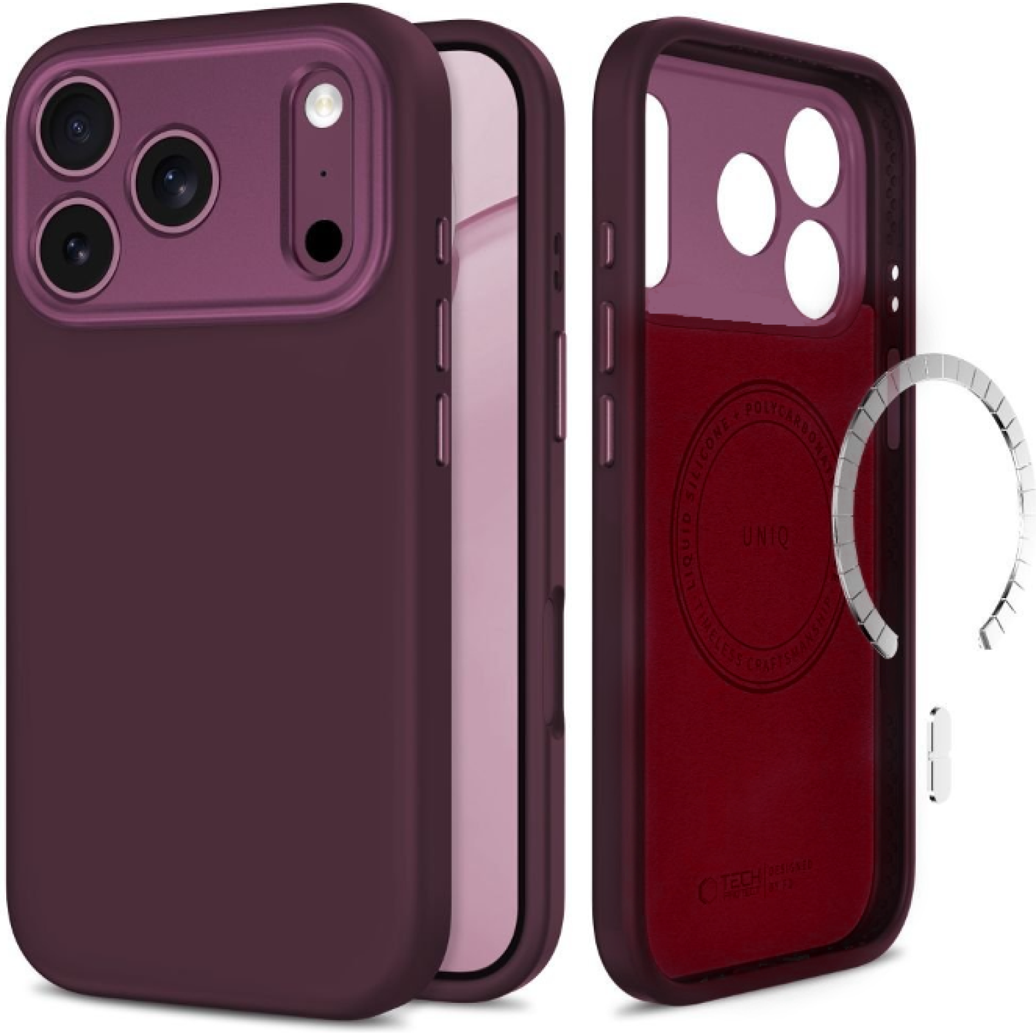 Θήκη iPhone 18 Pro / 17 Pro Tech-Protect Uniq MagSafe CC Σιλικόνης με MagSafe Dark Cherry