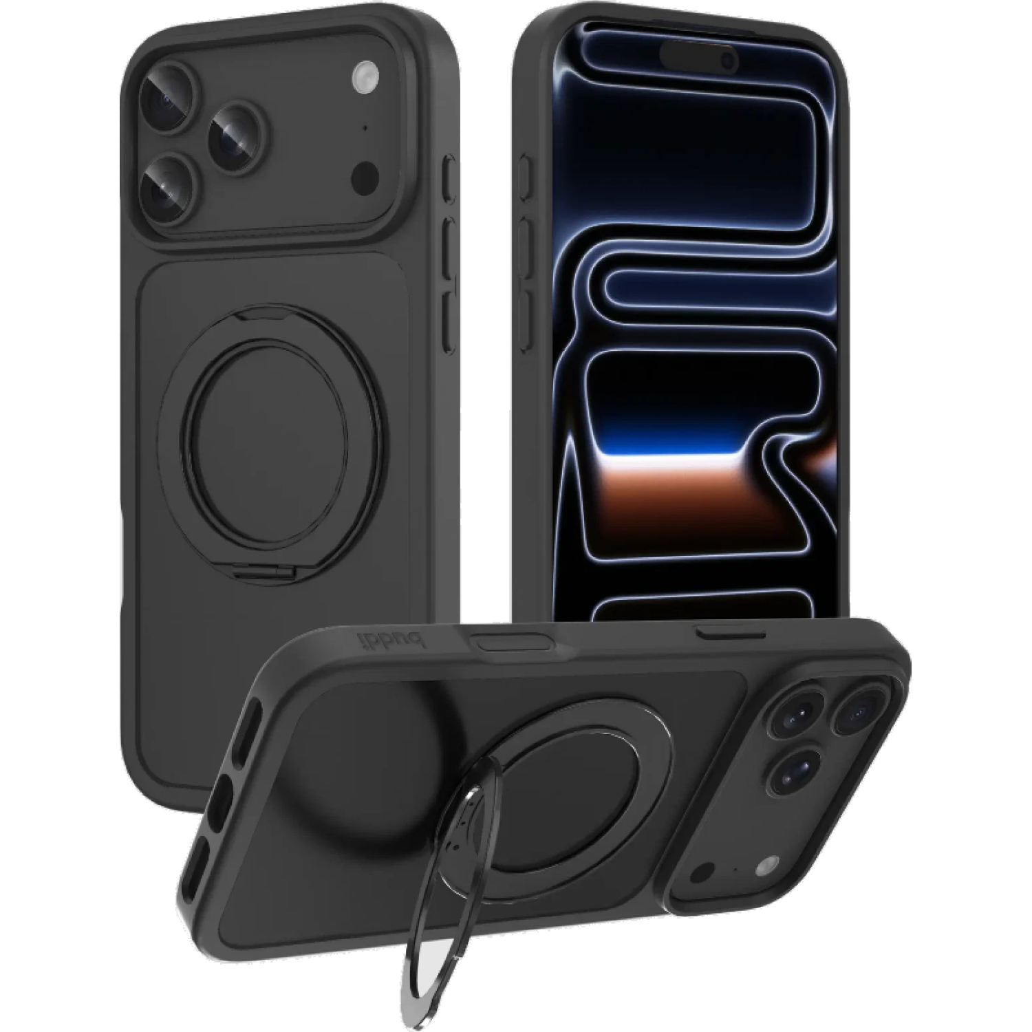Θήκη iPhone 18 Pro Max / 17 Pro Max Buddi Frost Σκληρή Ημιδιάφανη με MagSafe & KickStand Matte Black