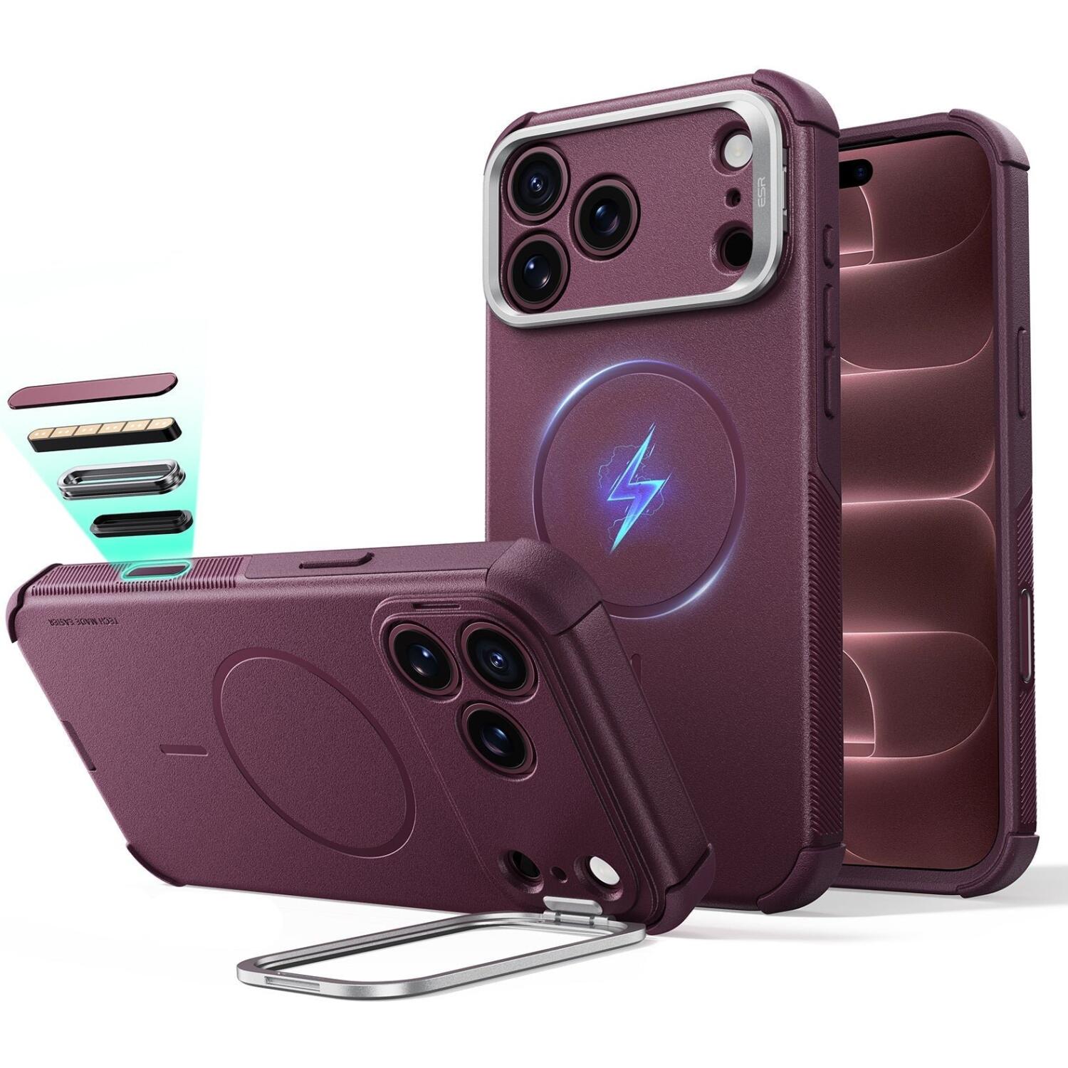 Θήκη iPhone 18 Pro Max / 17 Pro Max ESR Cyber Tough Magnetic with Flex Stand Ανθεκτική με MagSafe / Kickstand & Κάλυμμα για Camera Control Deep Burgundy