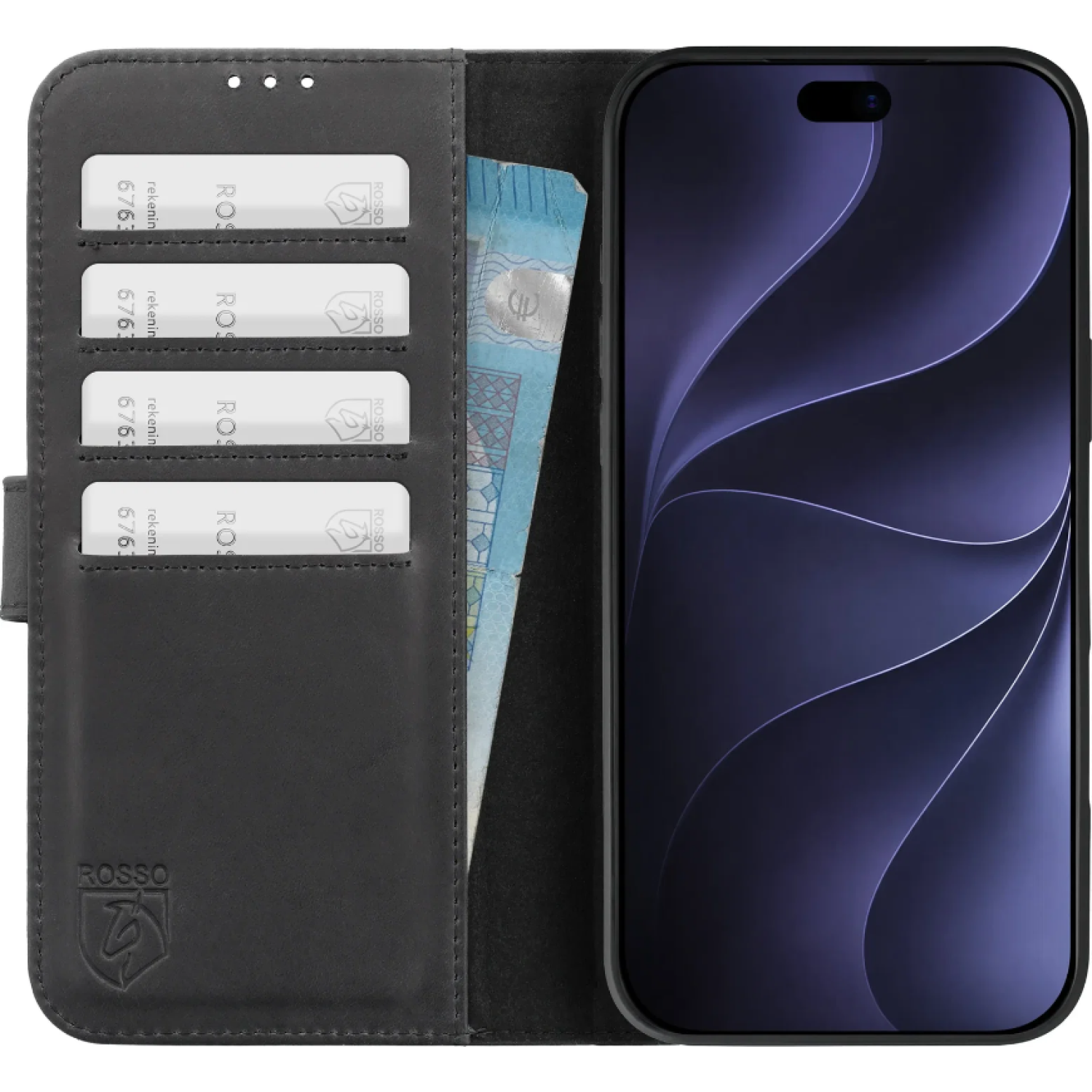 Θήκη iPhone 18 Pro Max / 17 Pro Max Rosso Deluxe Δερμάτινο Πορτοφόλι Black