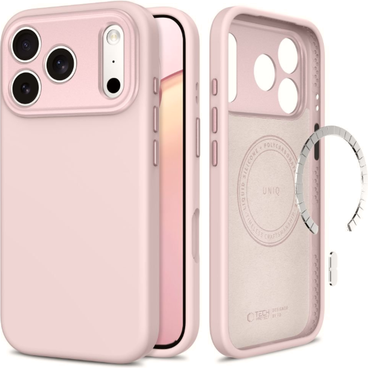 Θήκη iPhone 18 Pro Max / 17 Pro Max Tech-Protect Uniq MagSafe CC Σιλικόνης με MagSafe Soft Pink