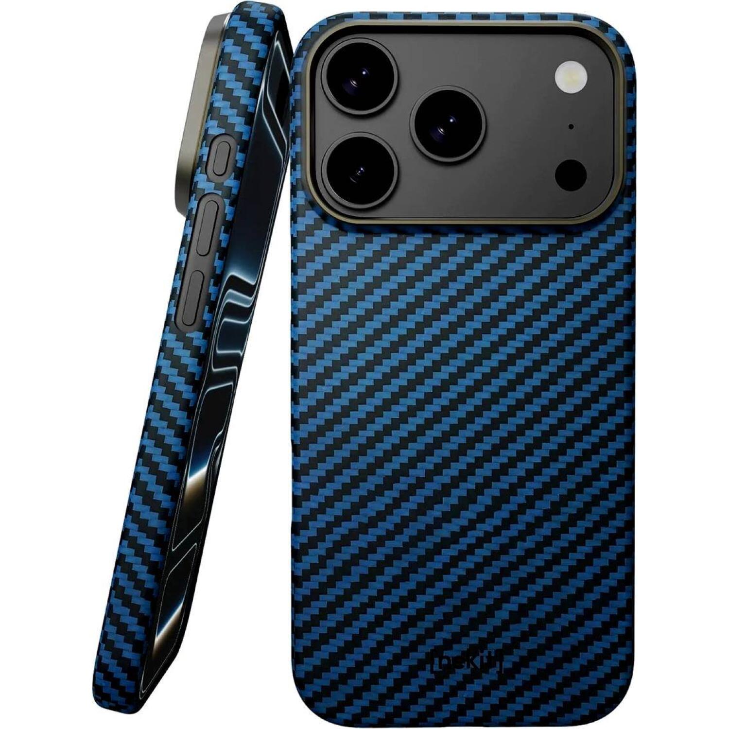 Θήκη iPhone 18 Pro Max Nekit Fiber Σκληρή με MagSafe Aramid Fiber 1mm 1500D Kevlar Blue