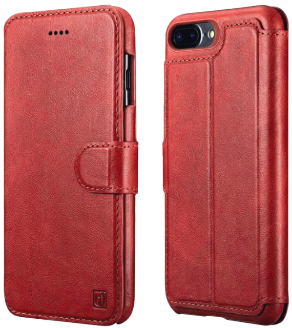 Θήκη iPhone 8 Plus / 7 Plus iCarer Detachable 2 in 1 Wallet & Back Cover Δερμάτινο Πορτοφόλι 2 σε 1 Red