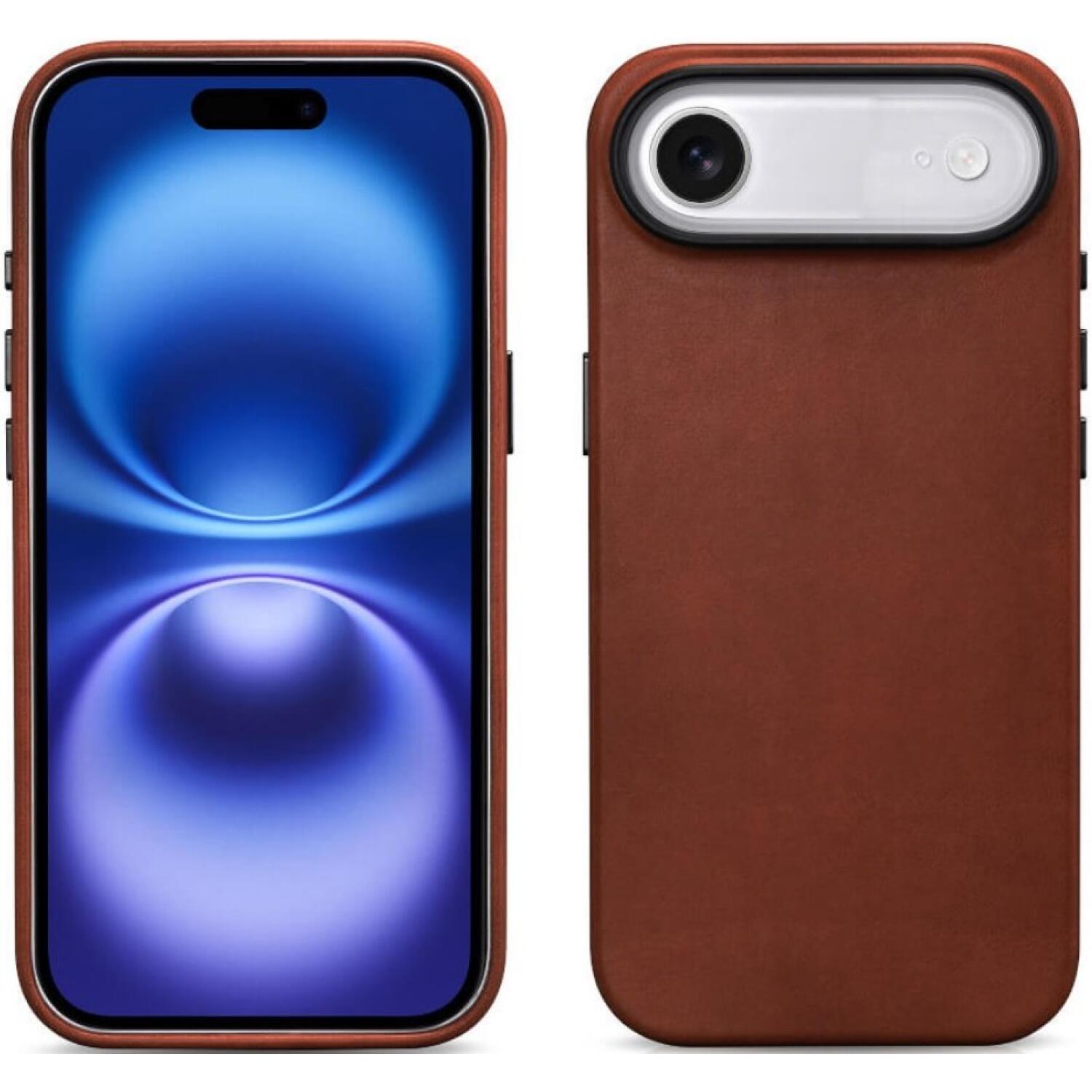 Θήκη iPhone Air iCarer Leather Back Case With Camera Button Δερμάτινη με MagSafe Retro Brown