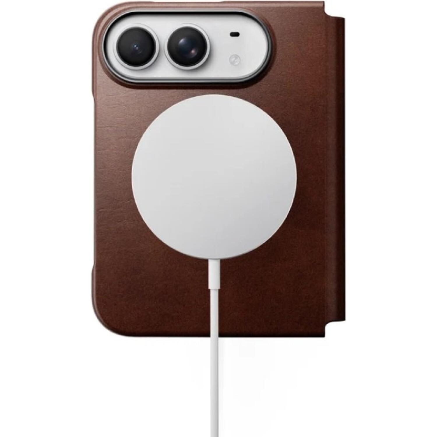Θήκη iPhone Duo Nomad Traditional Horween Leather Folio Δερμάτινο Πορτοφόλι με MagSafe Rustic Brown